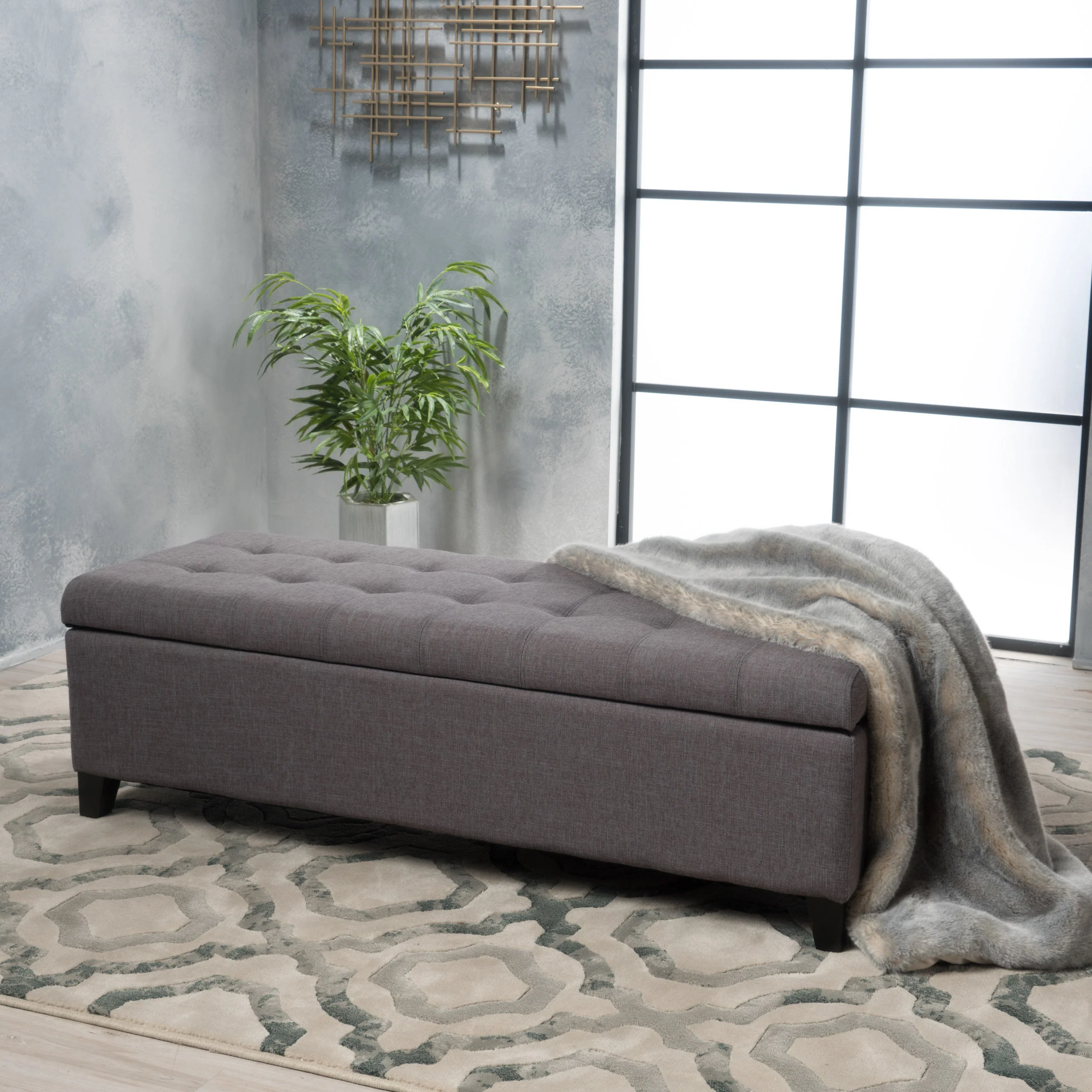 Sterling Fabric Tufted Storage Ottoman - furnishings