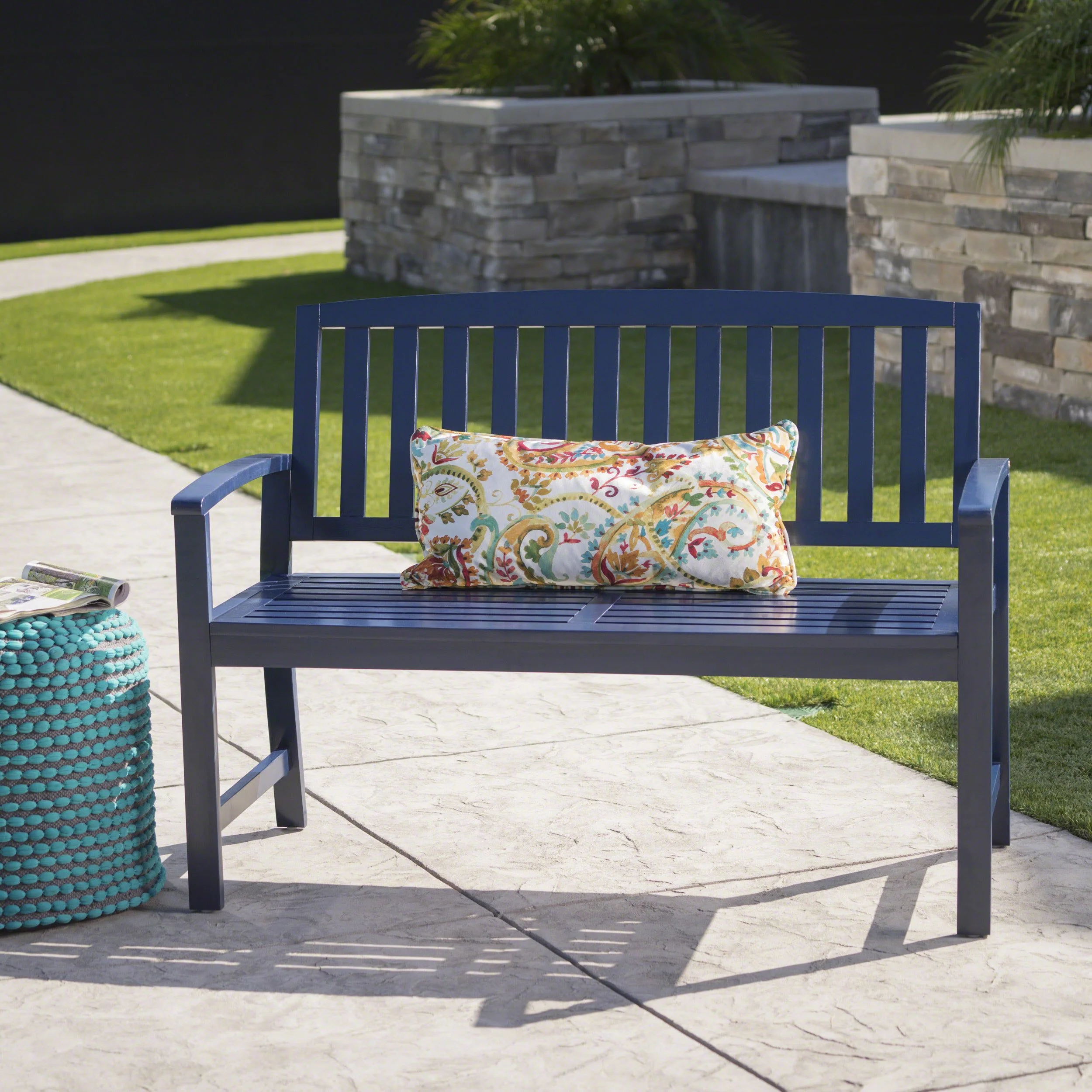 Lola Outdoor Acacia Wood Bench - furnishings