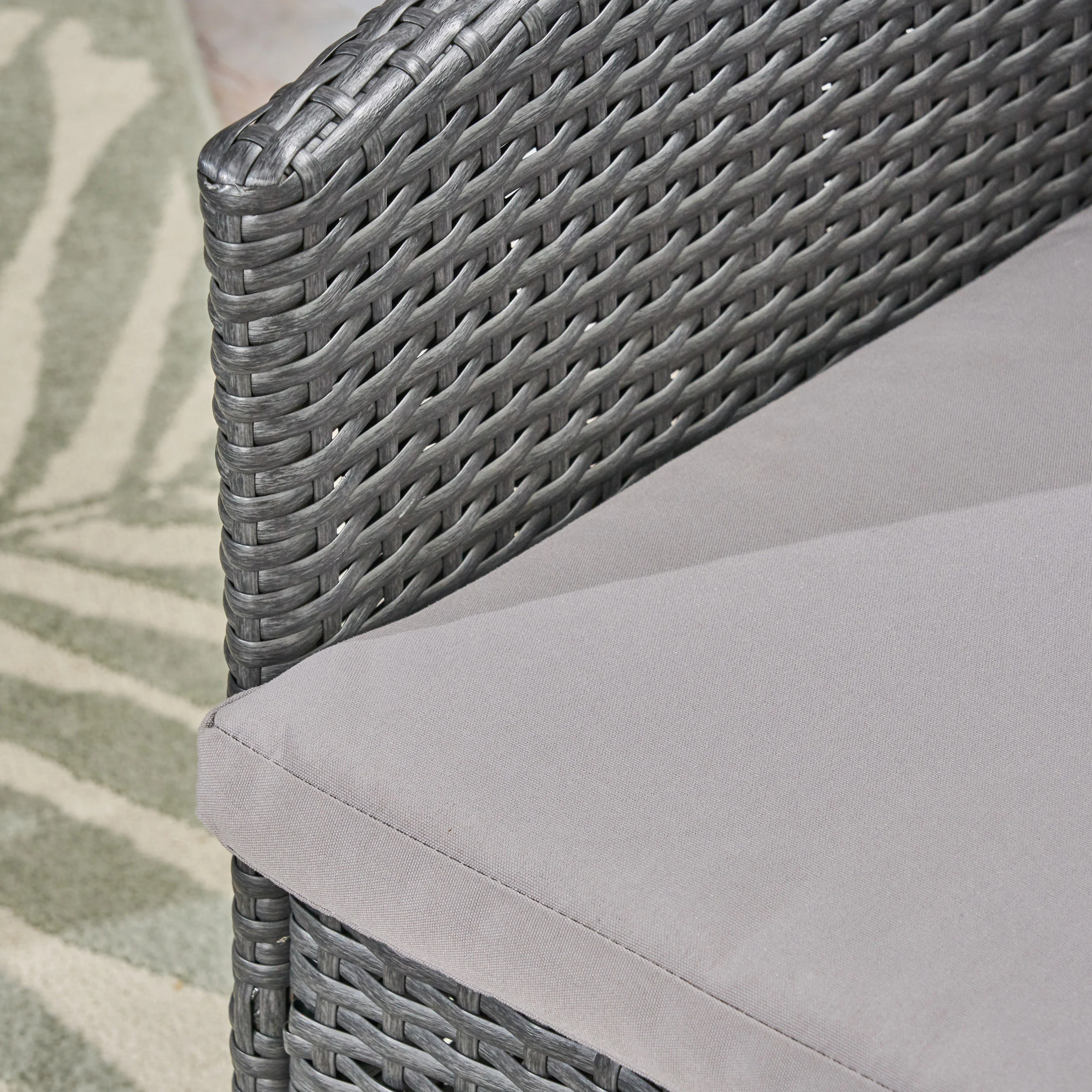 Agnes Outdoor 6-Seater Gray Wood & Wicker Dining Set - furnishings