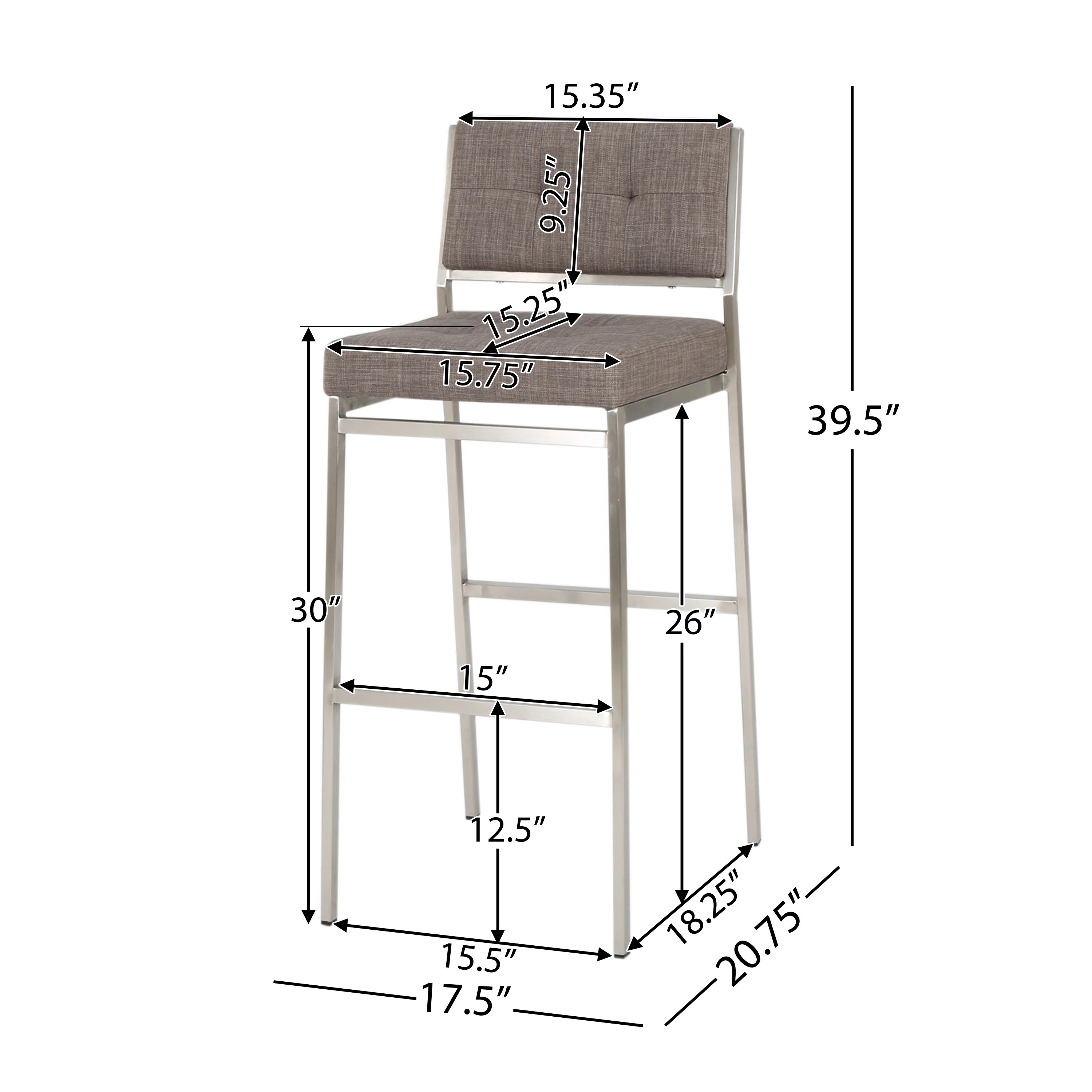 Shanara 30-Inch Fabric Barstool (Set of 2) - furnishings