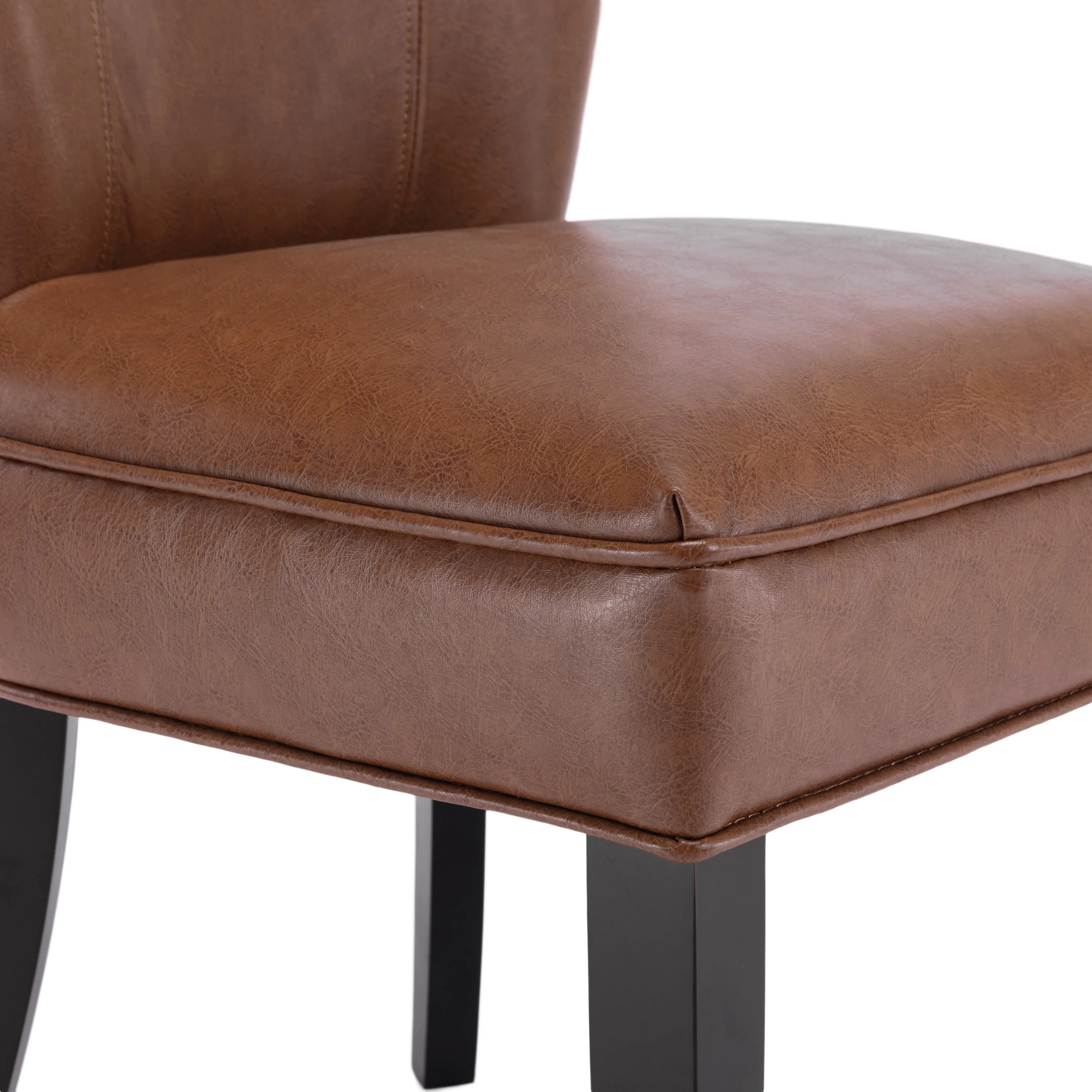 Edenbrook Contemporary Faux Leather Upholstered Dining Chairs, Set of 2, Cognac Brown and Matte Black - furnishings