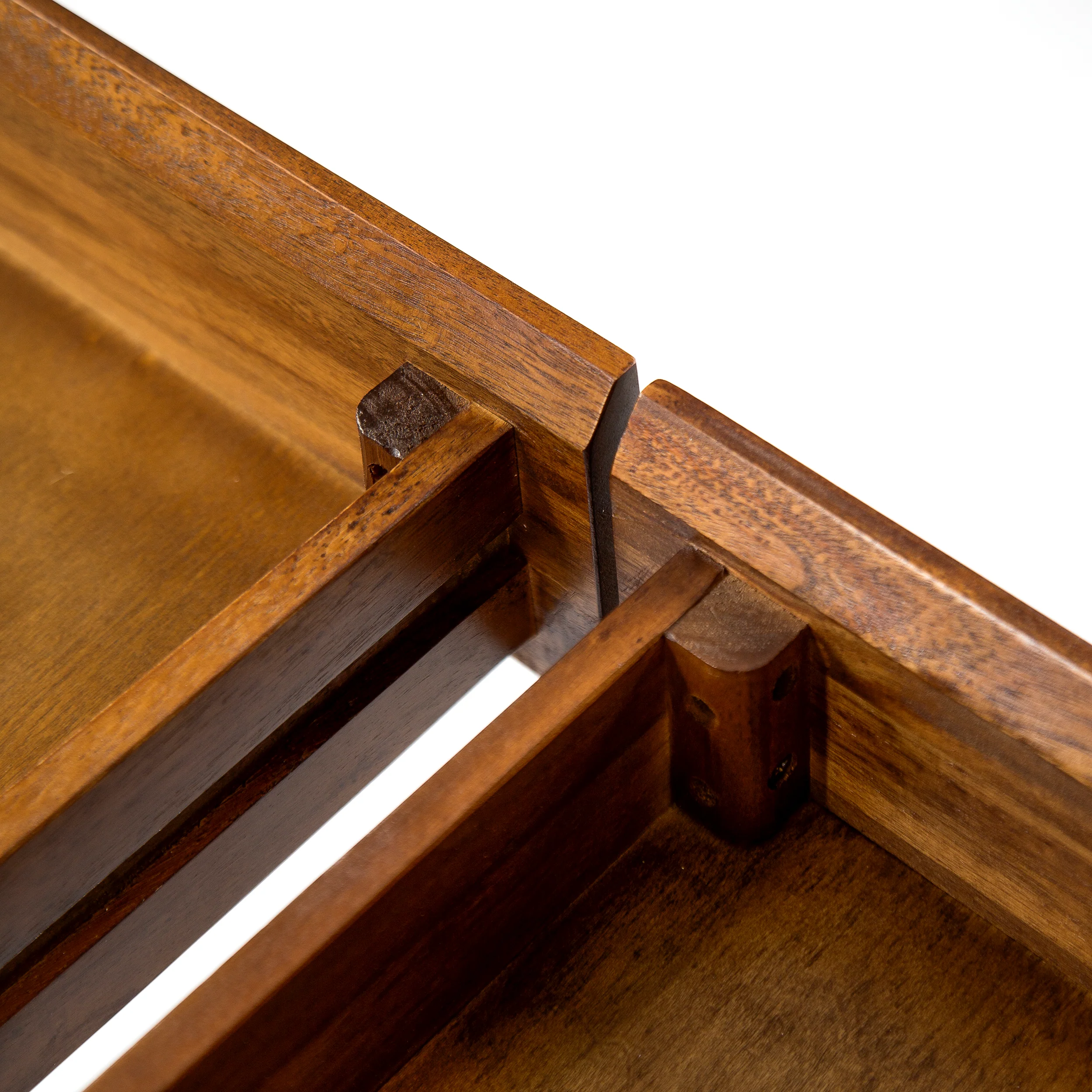 Elrod Industrial Dark Oak Acacia Wood Storage Desk with Rustic Metal Iron Accent - furnishings