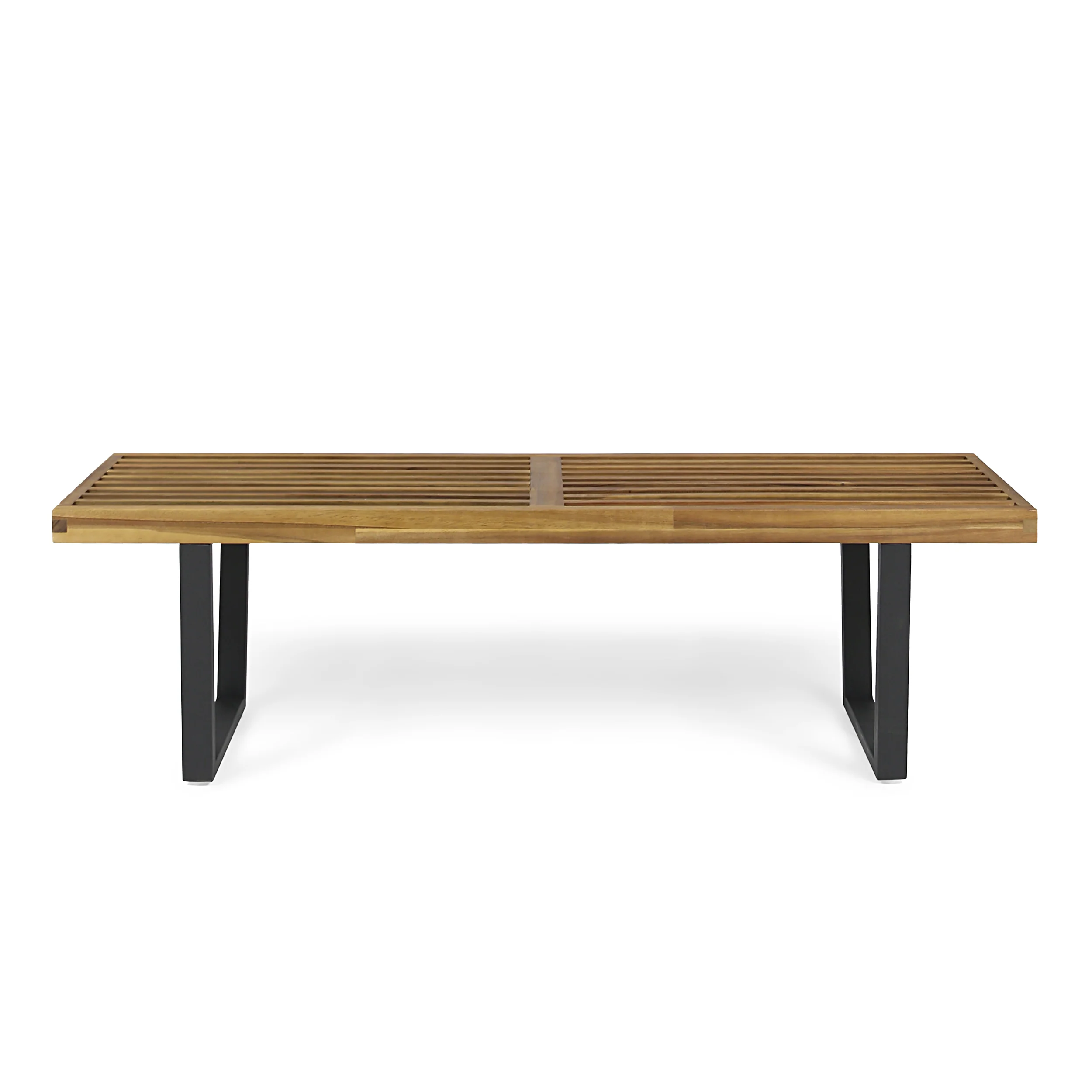 Joa Patio Dining Bench, Acacia Wood with Iron Legs, Modern, Contemporary - furnishings