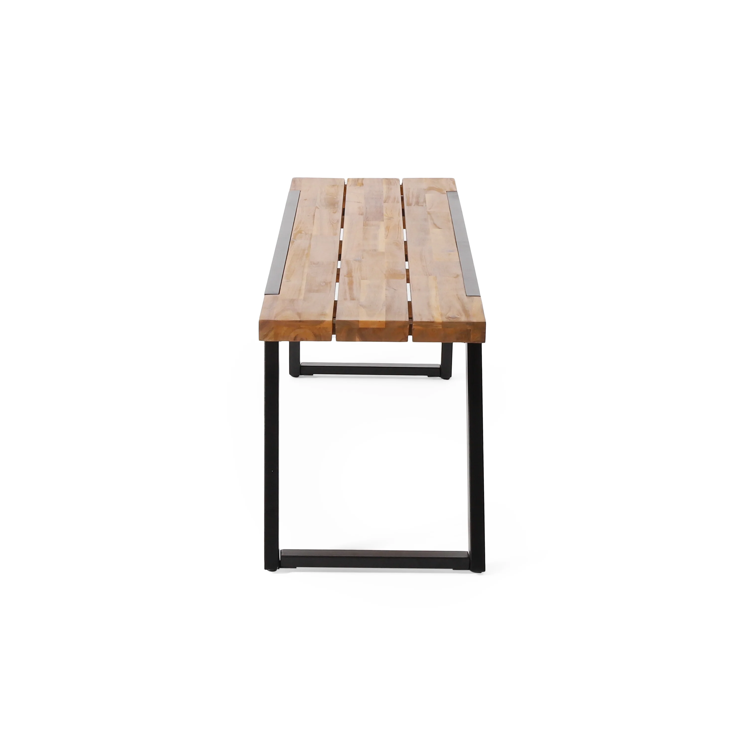 Gebo Outdoor Acacia Wood and Iron Dining Bench - furnishings