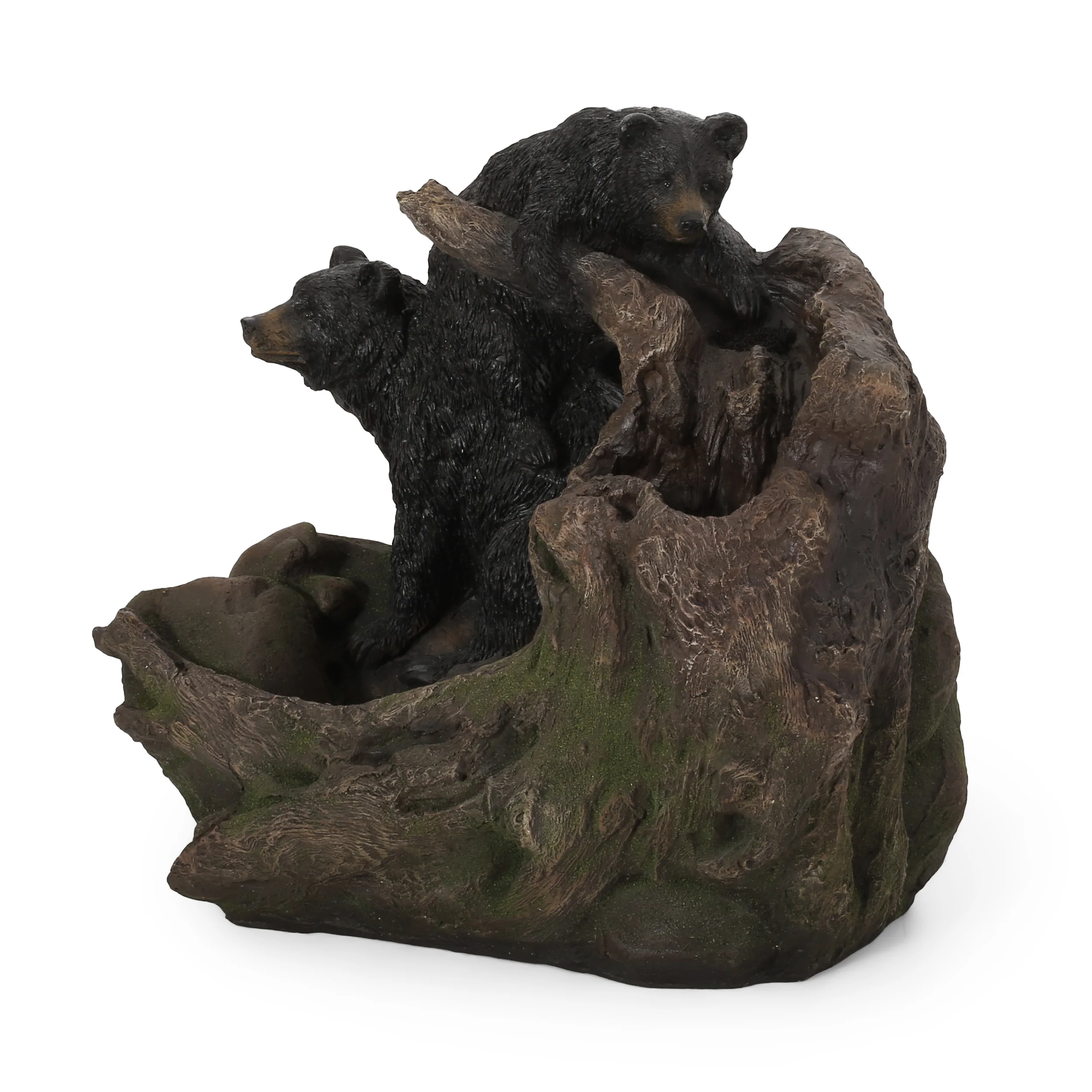 Bowery Datona Outdoor Bears on a Log Fountain - furnishings