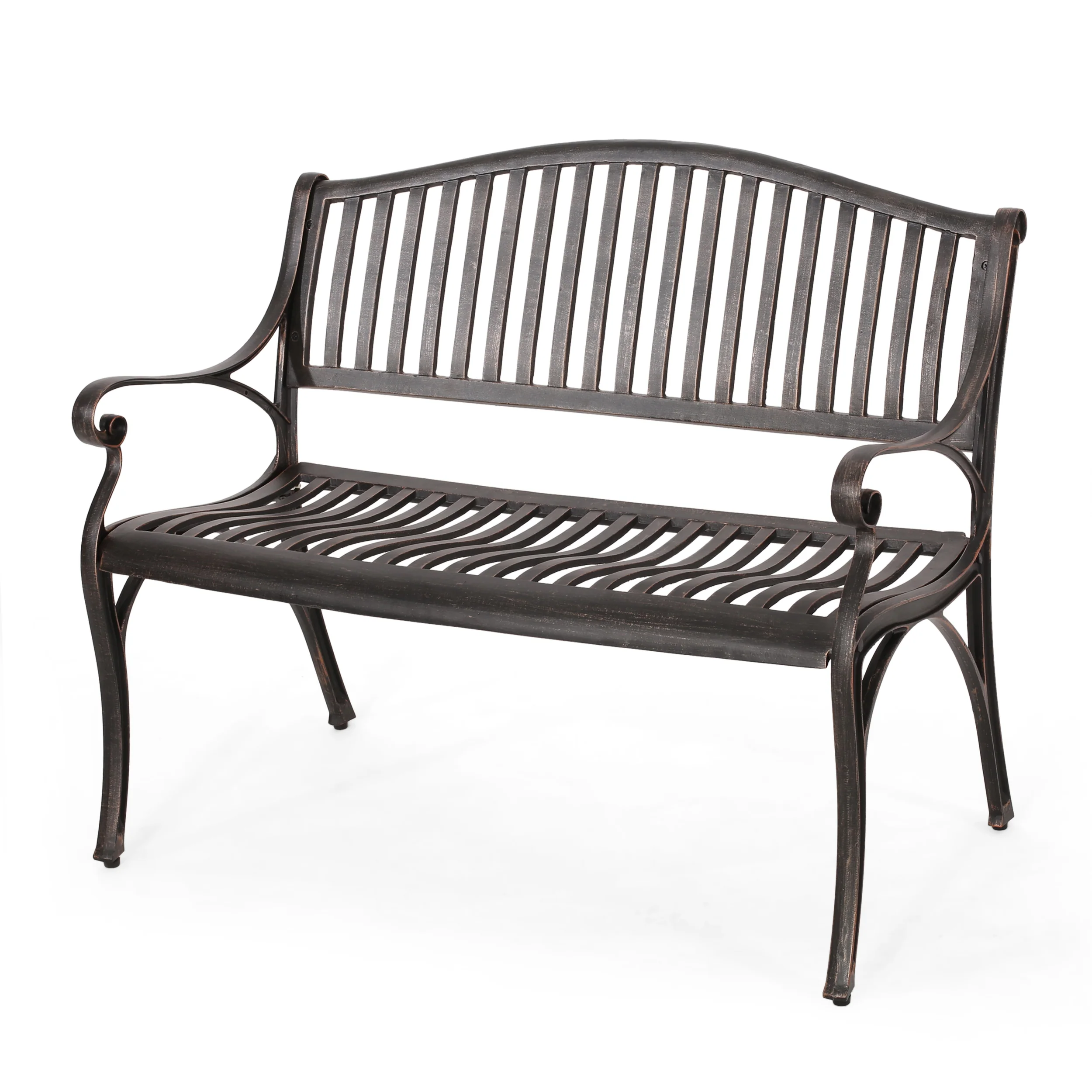 Stassi Outdoor Traditional Cast Aluminum Bench - furnishings