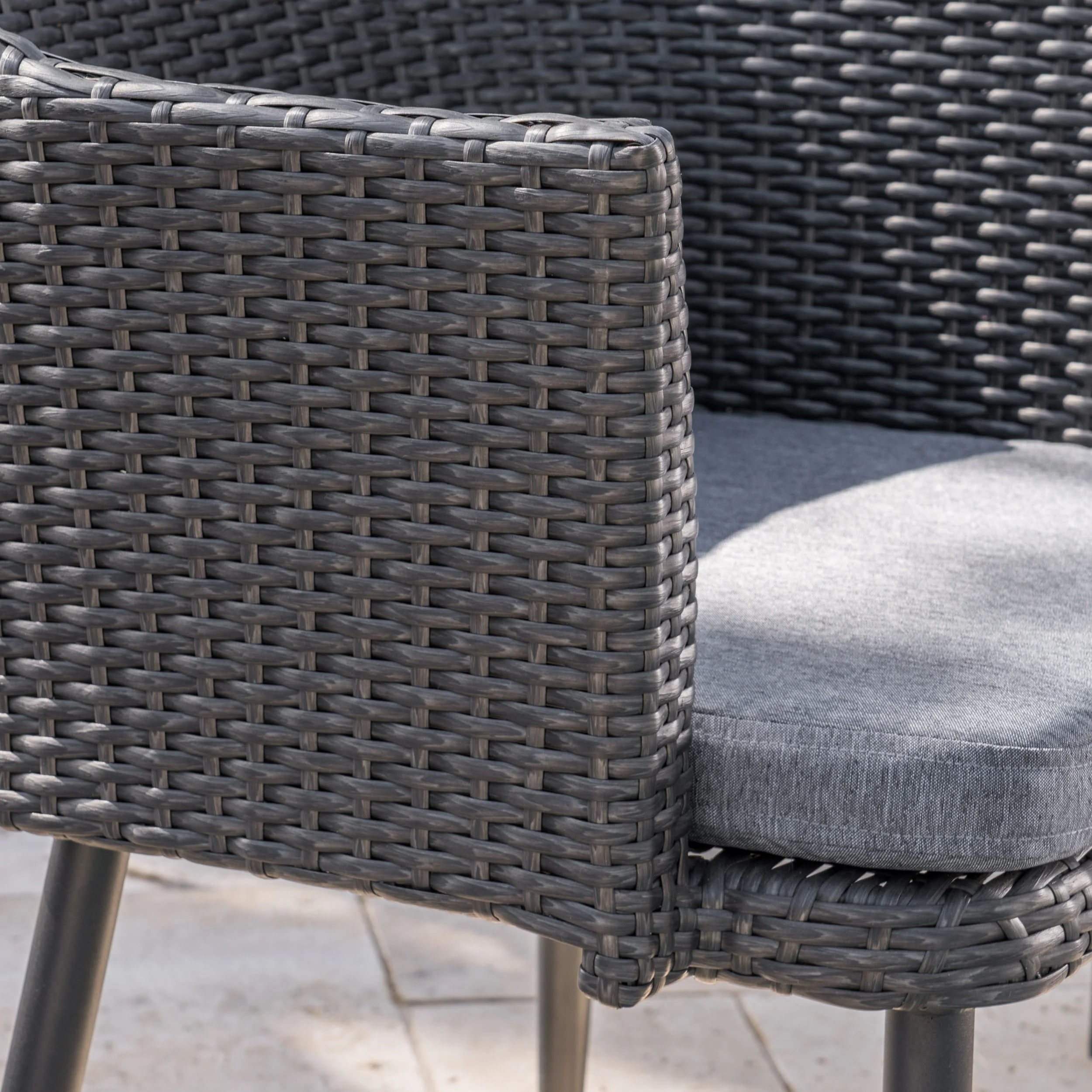 Tammy Outdoor 6 Piece Wicker Dining Set with Concrete Dining Table and Bench - furnishings