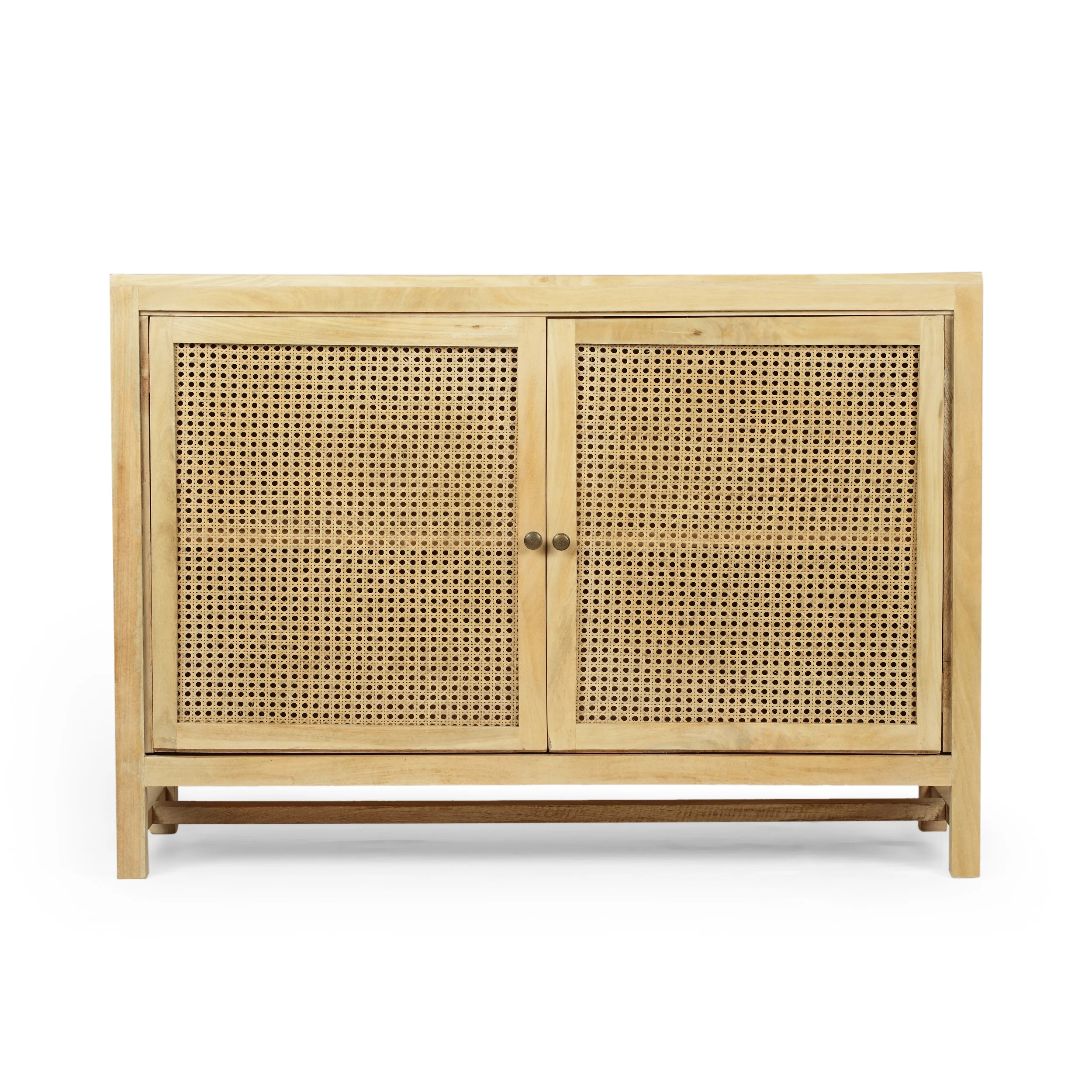 Viola Boho 2 Door Mango Wood Cabinet with Wicker Caning - furnishings