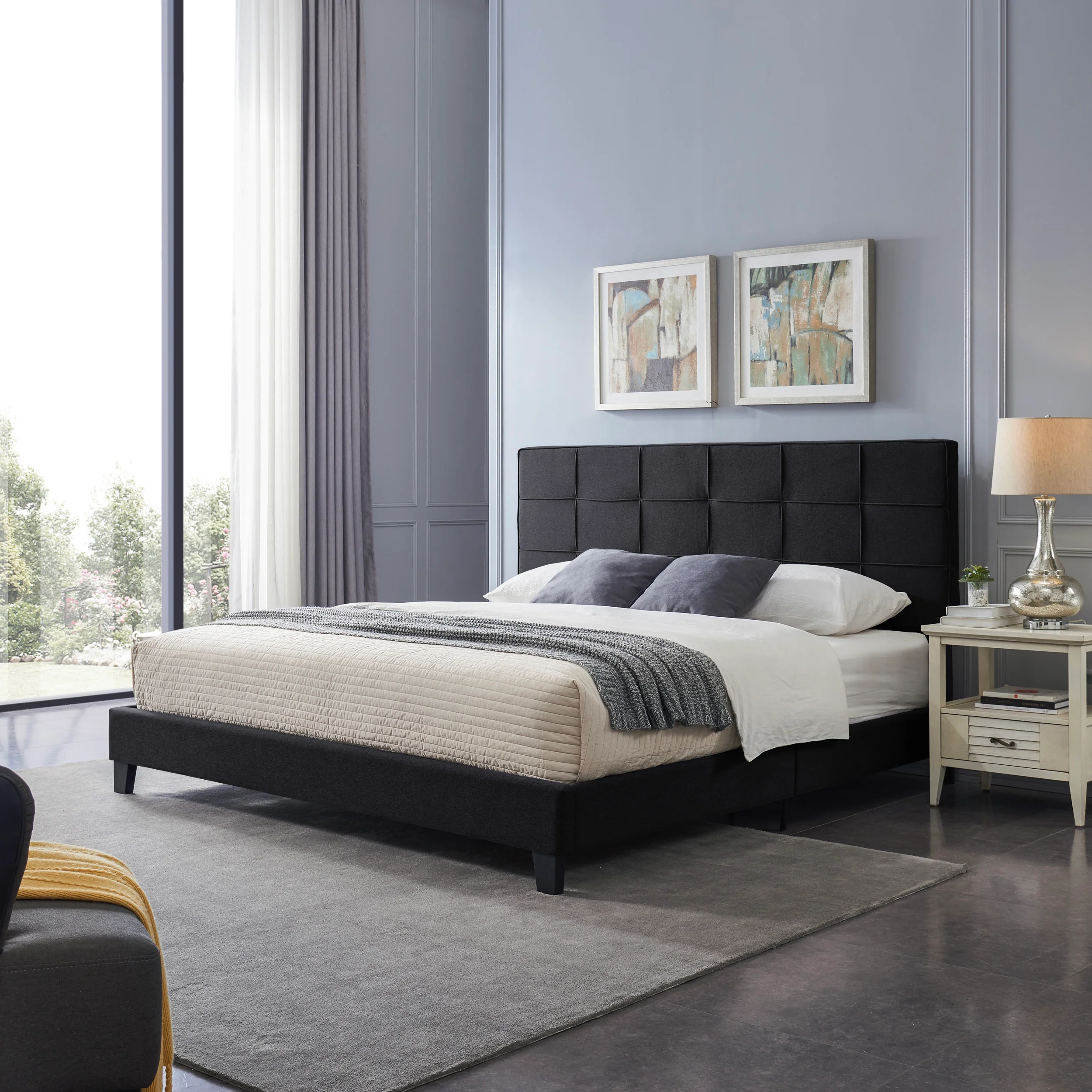 Salome Contemporary Upholstered King Bed Platform - furnishings