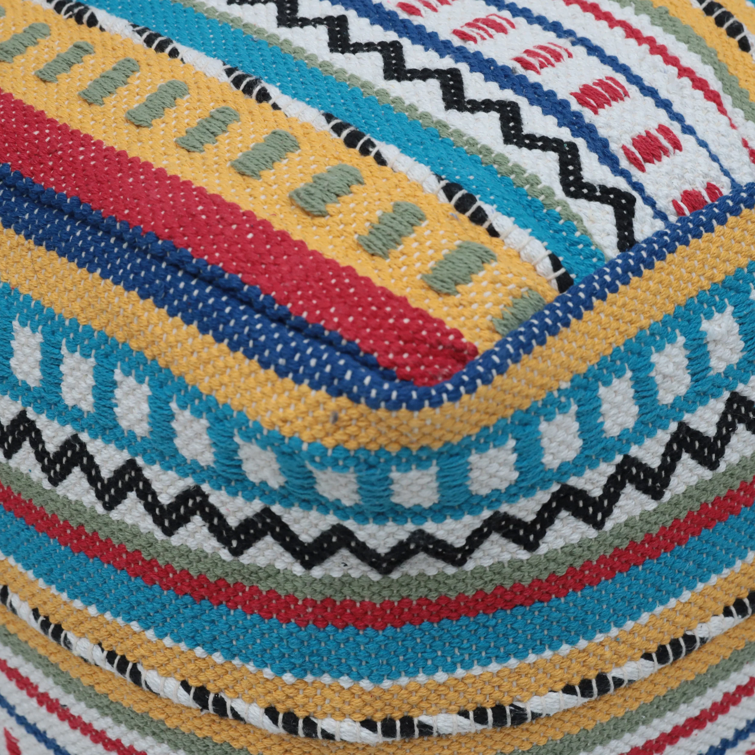 Hilliard Boho Handcrafted Peruvian Print Cube Pouf - furnishings