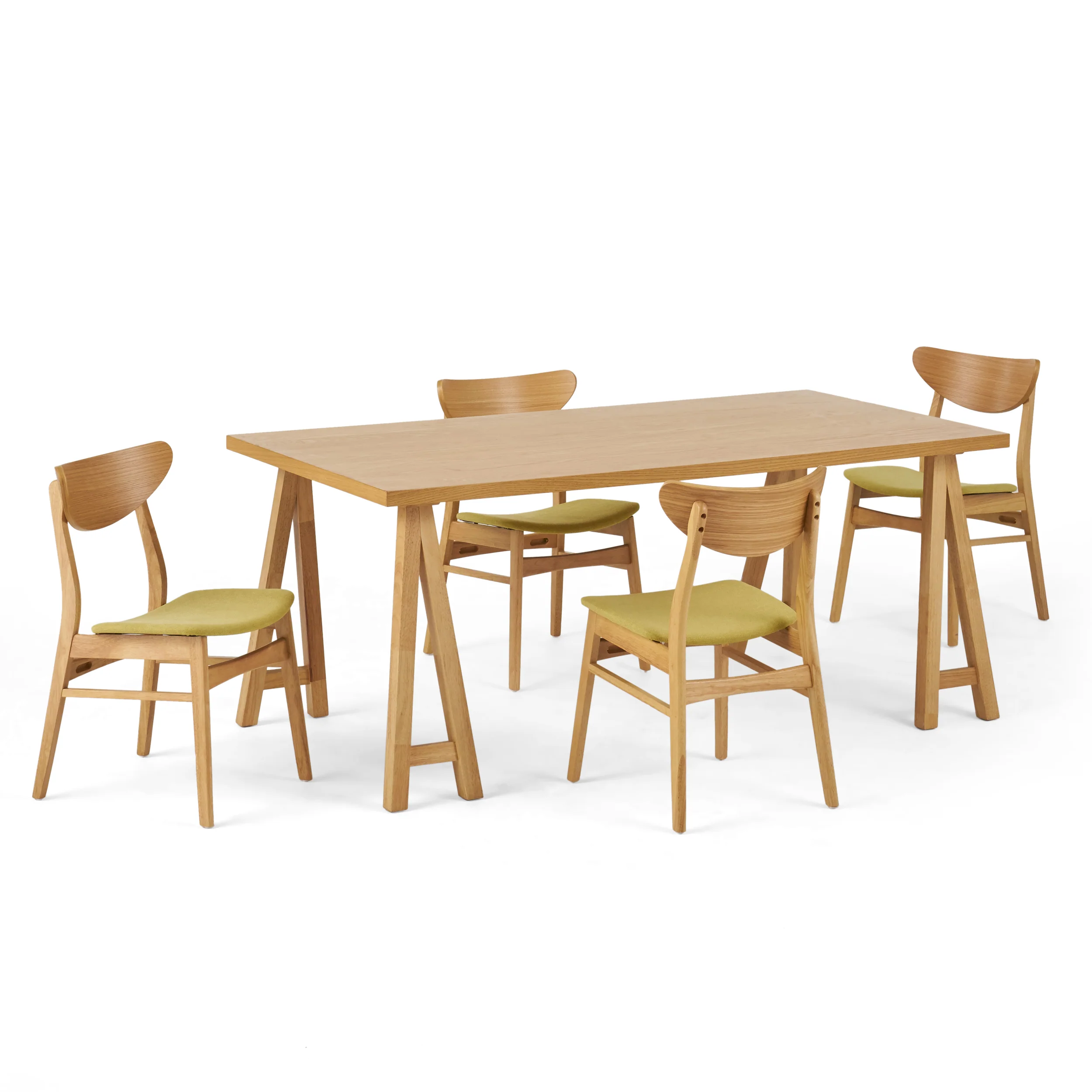 Camilla Mid-Century Modern 5 Piece Dining Set with A-Frame Table - furnishings