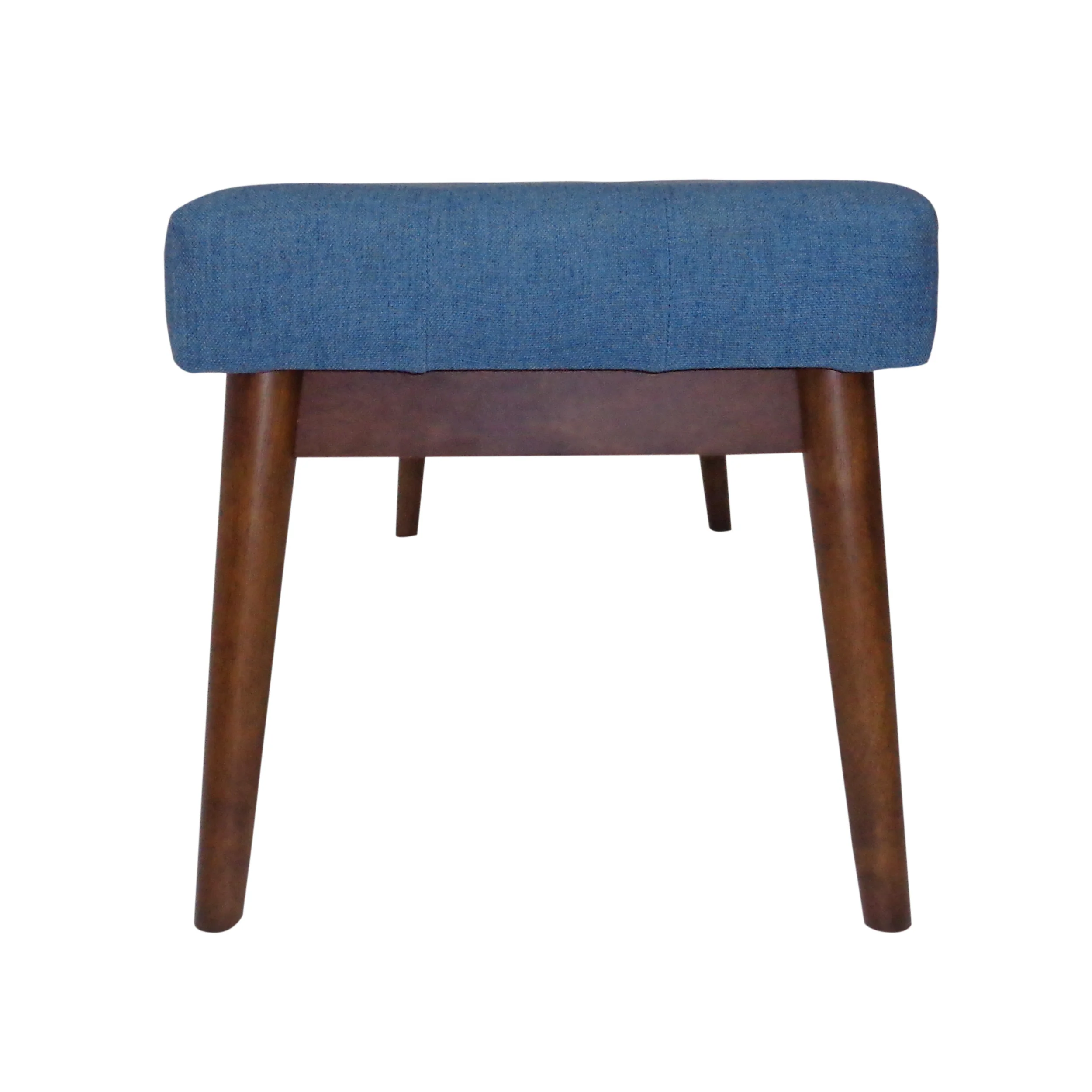 Flora Mid-Century Button Tufted Fabric Ottoman Bench with Tapered Legs - furnishings