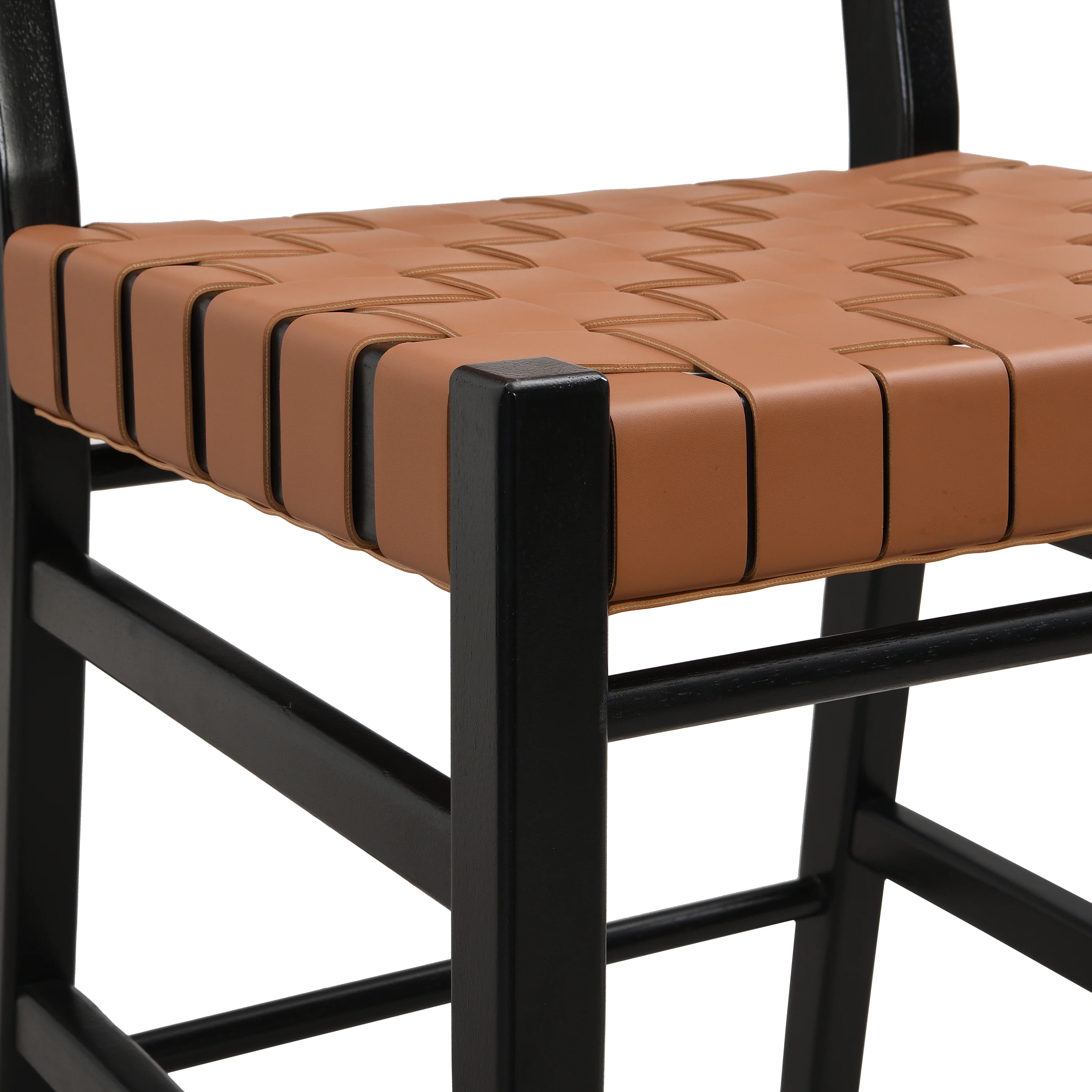 Zephyre Modern Black PU and Wood Counter Stools, Set of 2 - furnishings
