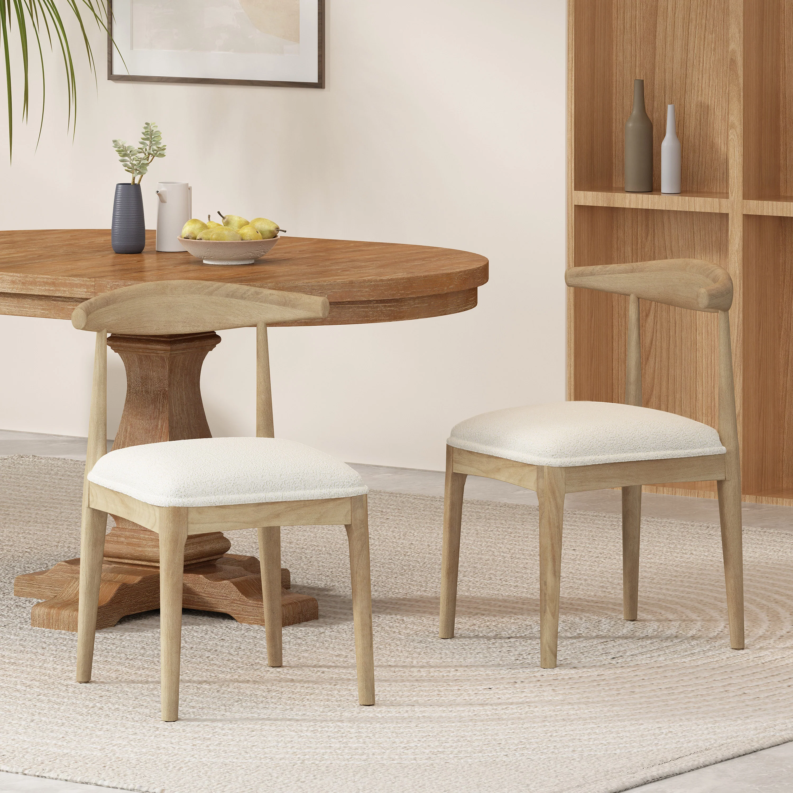 Covey Mid Century Modern Fabric Upholstered Wood Dining Chairs, Set of 2 - furnishings