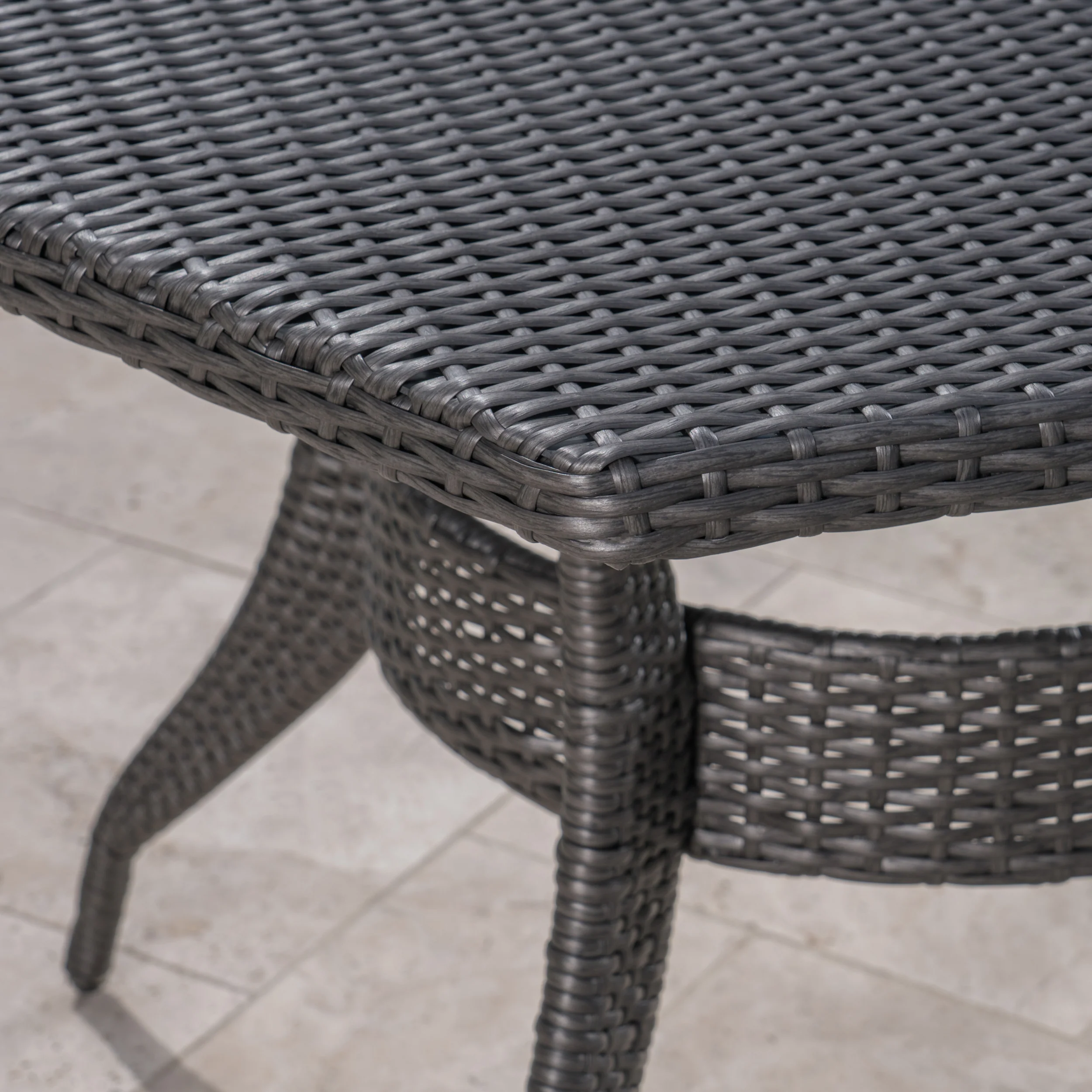 Basil Outdoor 7 Piece Wicker Hexagon Dining Set with Stacking Chairs - furnishings