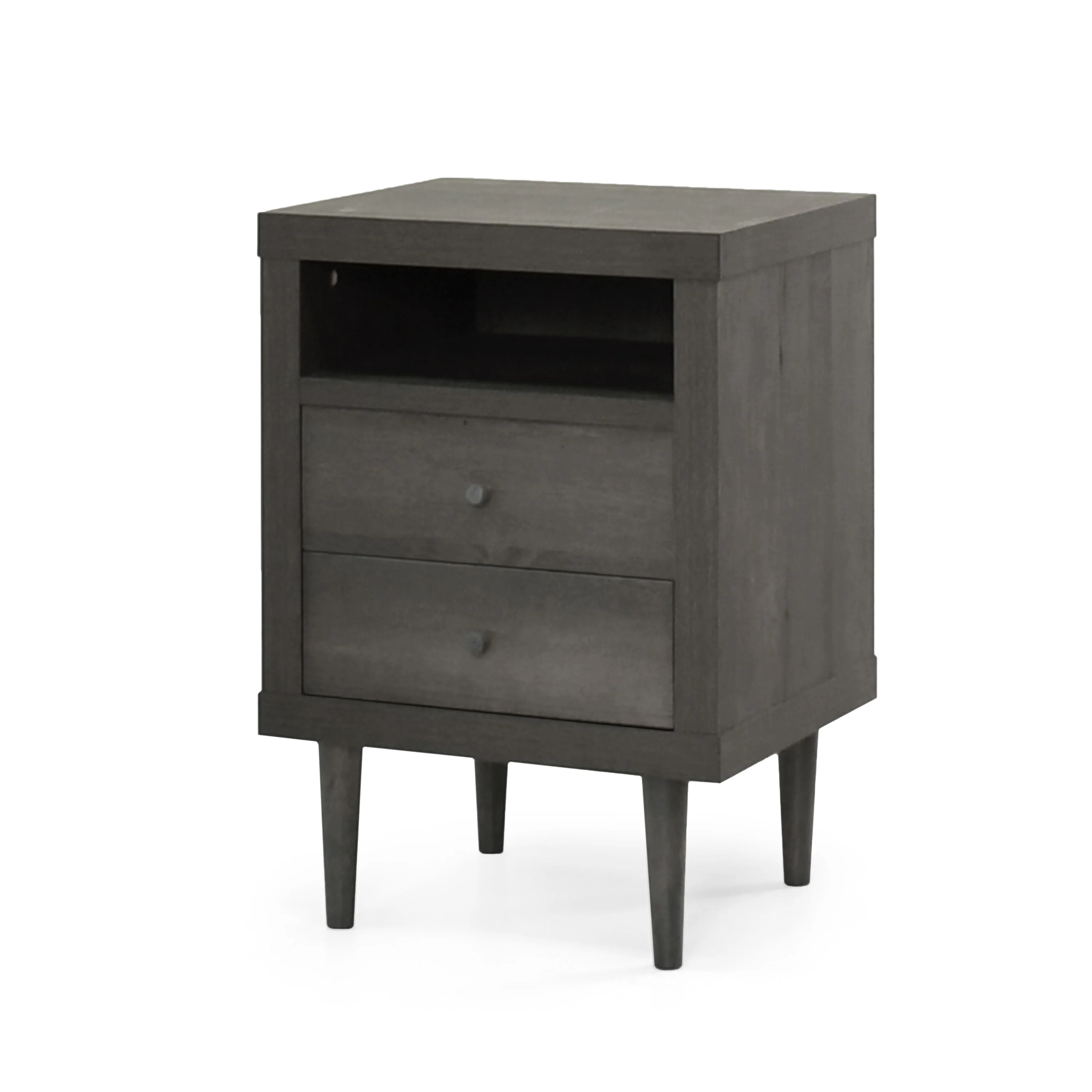 Farhart Mid Century Modern Faux Wood 2 Drawer Nightstand - furnishings