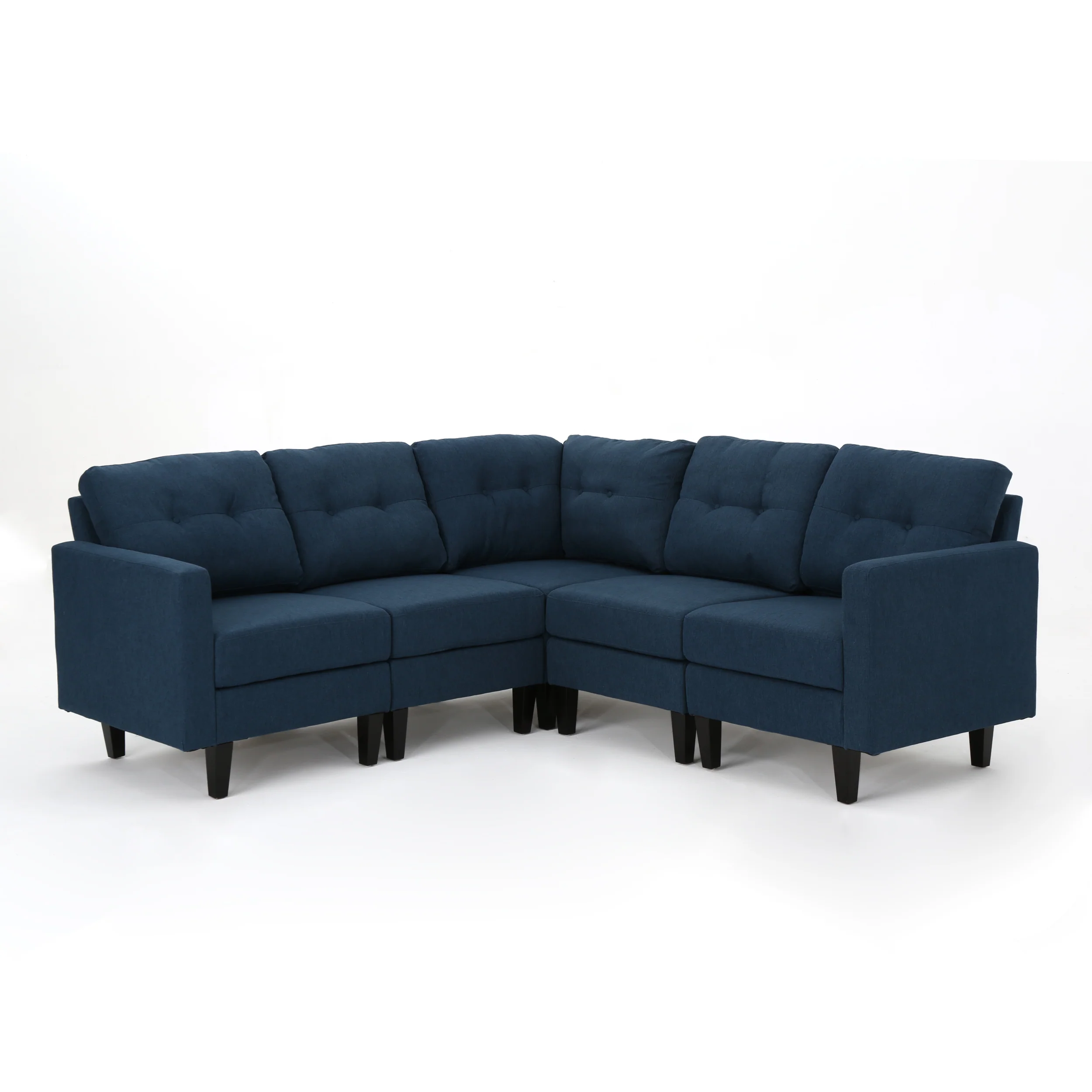 Niya Mid Century Modern 5 Piece Fabric Sectional Sofa - furnishings