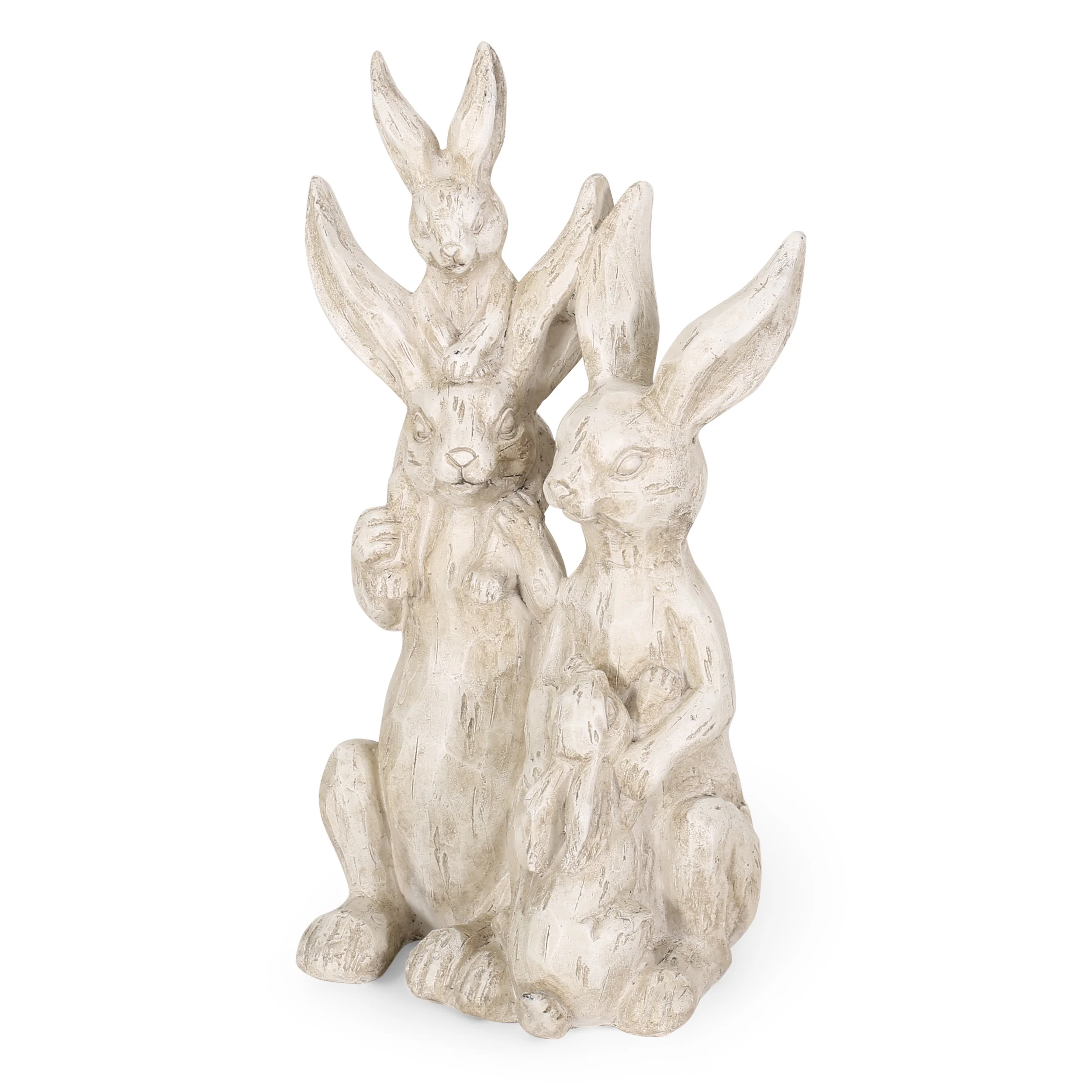 Reser Outdoor Rabbit Family Garden Statue, White - furnishings