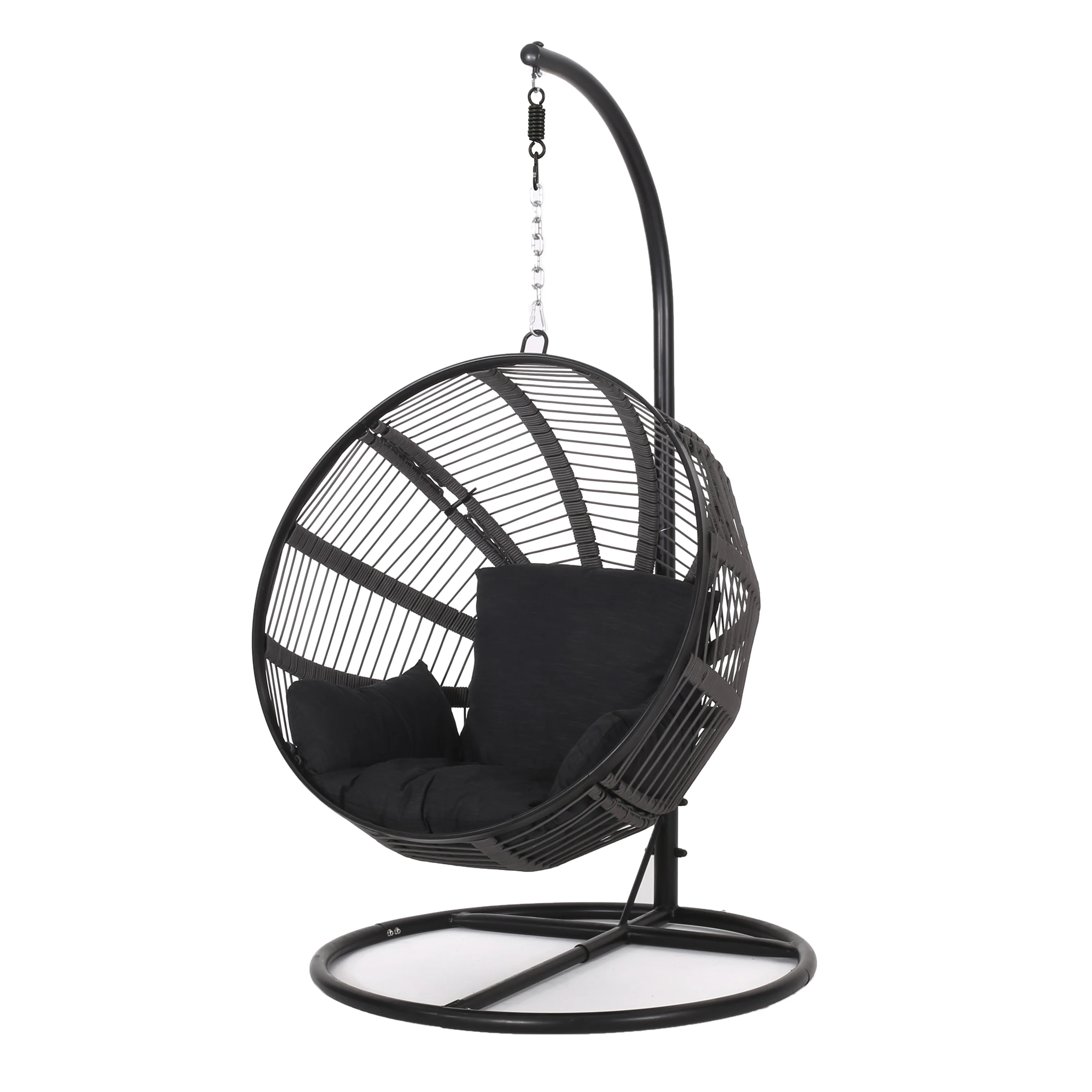 Ansonia Outdoor Rope Weave Hanging Chair with Stand - furnishings