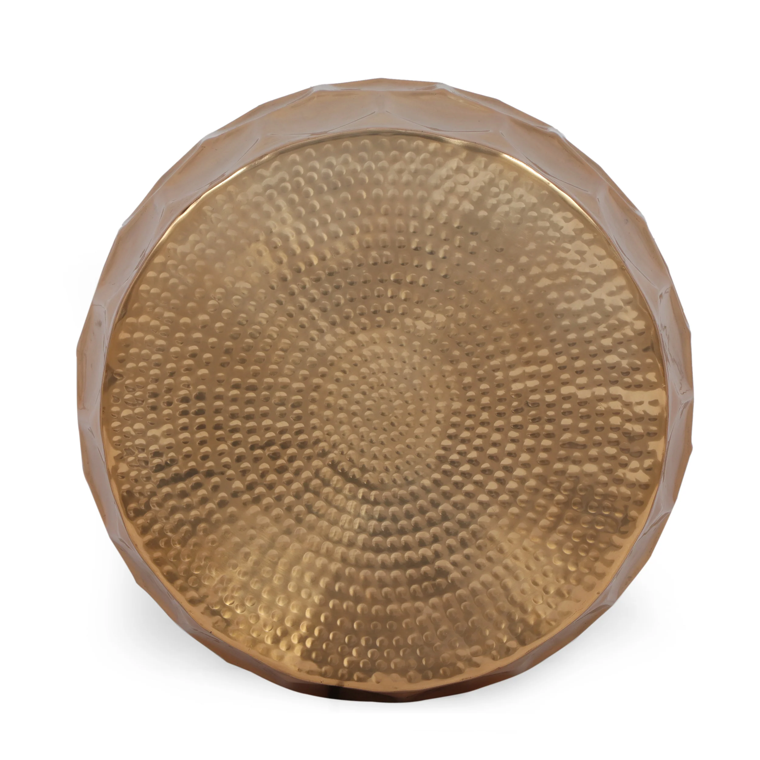 Pitzen Modern Glam Handcrafted Aluminum Honeycomb Coffee Table, Brass - furnishings