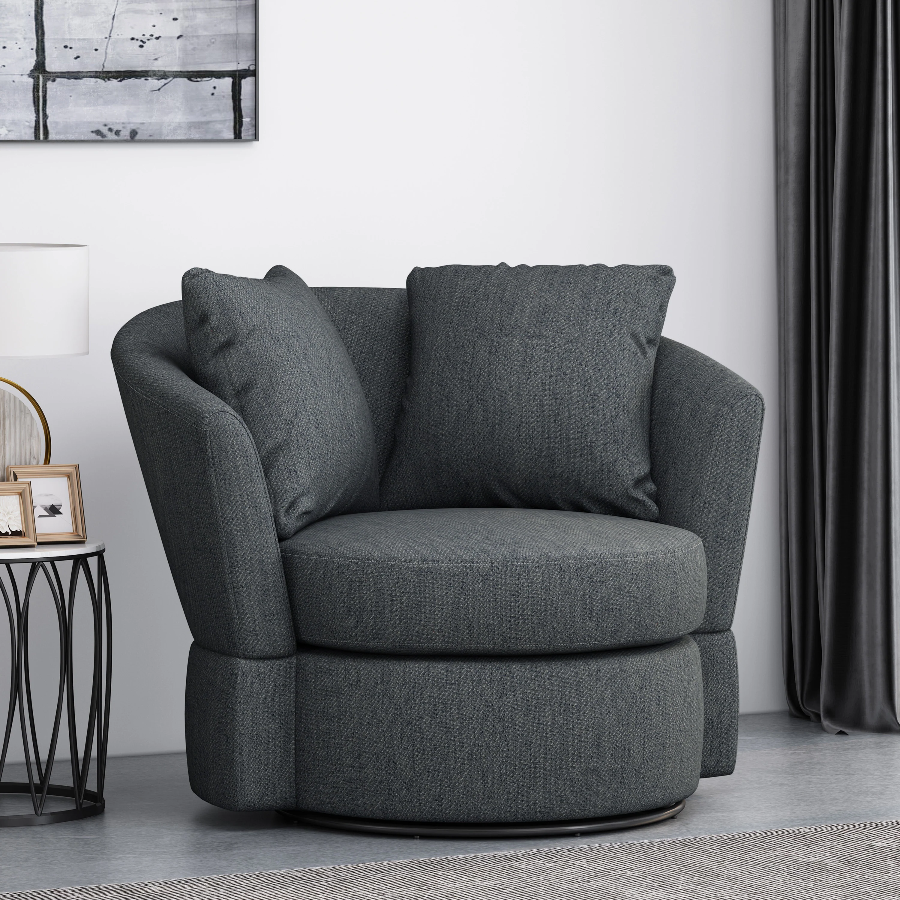 Dawson Contemporary Upholstered Swivel Club Chair - furnishings