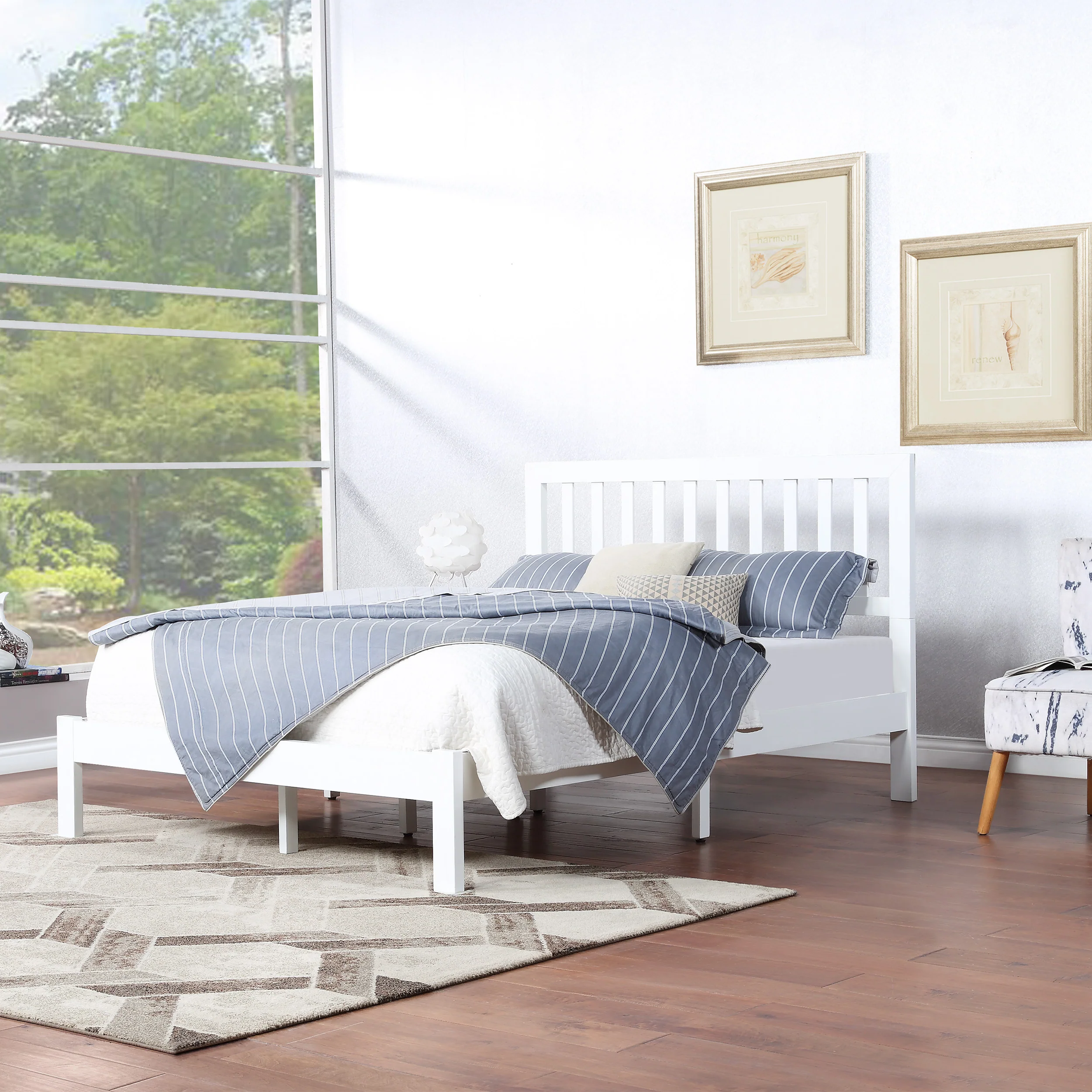 Contessa Modern Farmhouse Acacia Wood Queen Bed Platform - furnishings