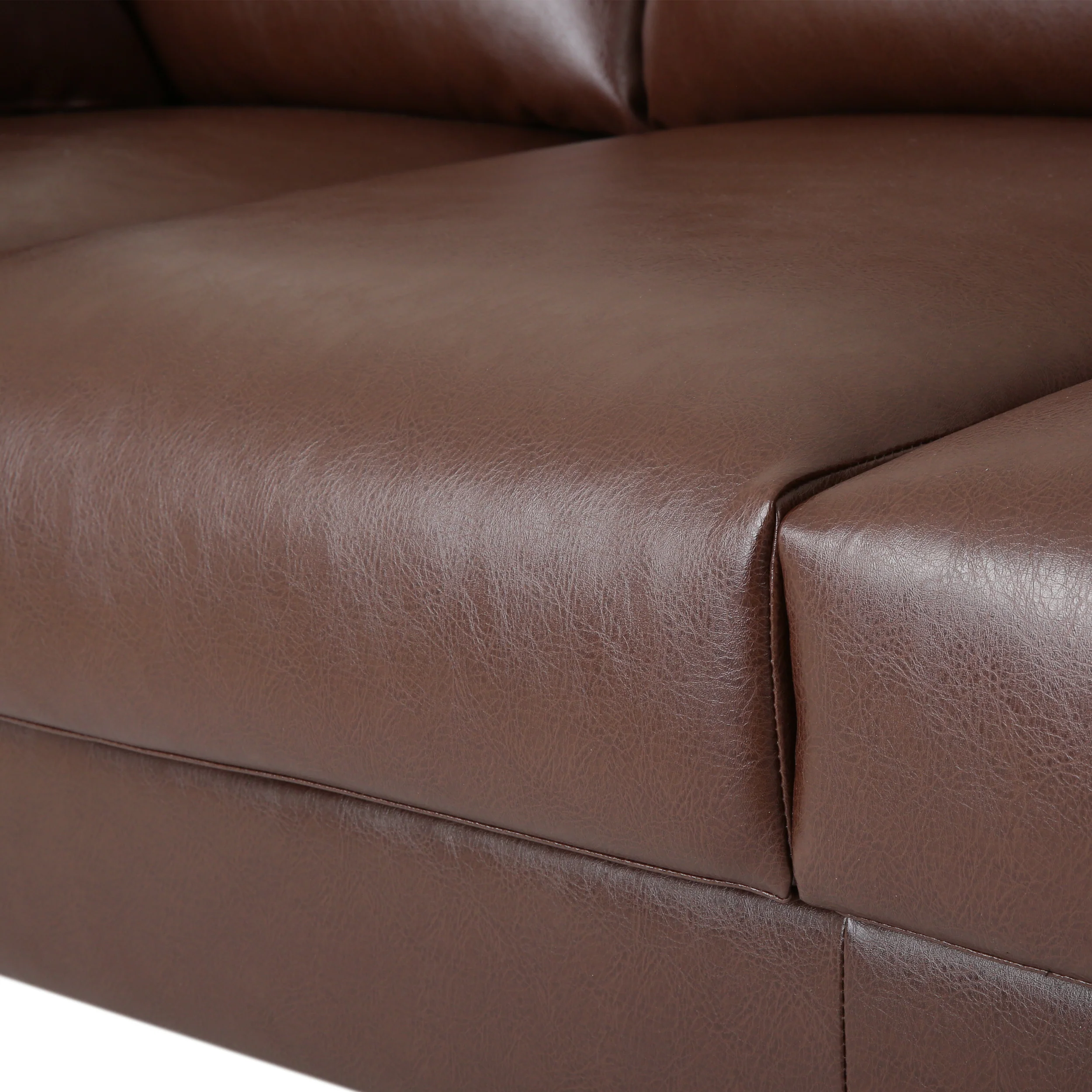 Syosset Modern Faux Leather 3 Seater Sofa with Pillows - furnishings