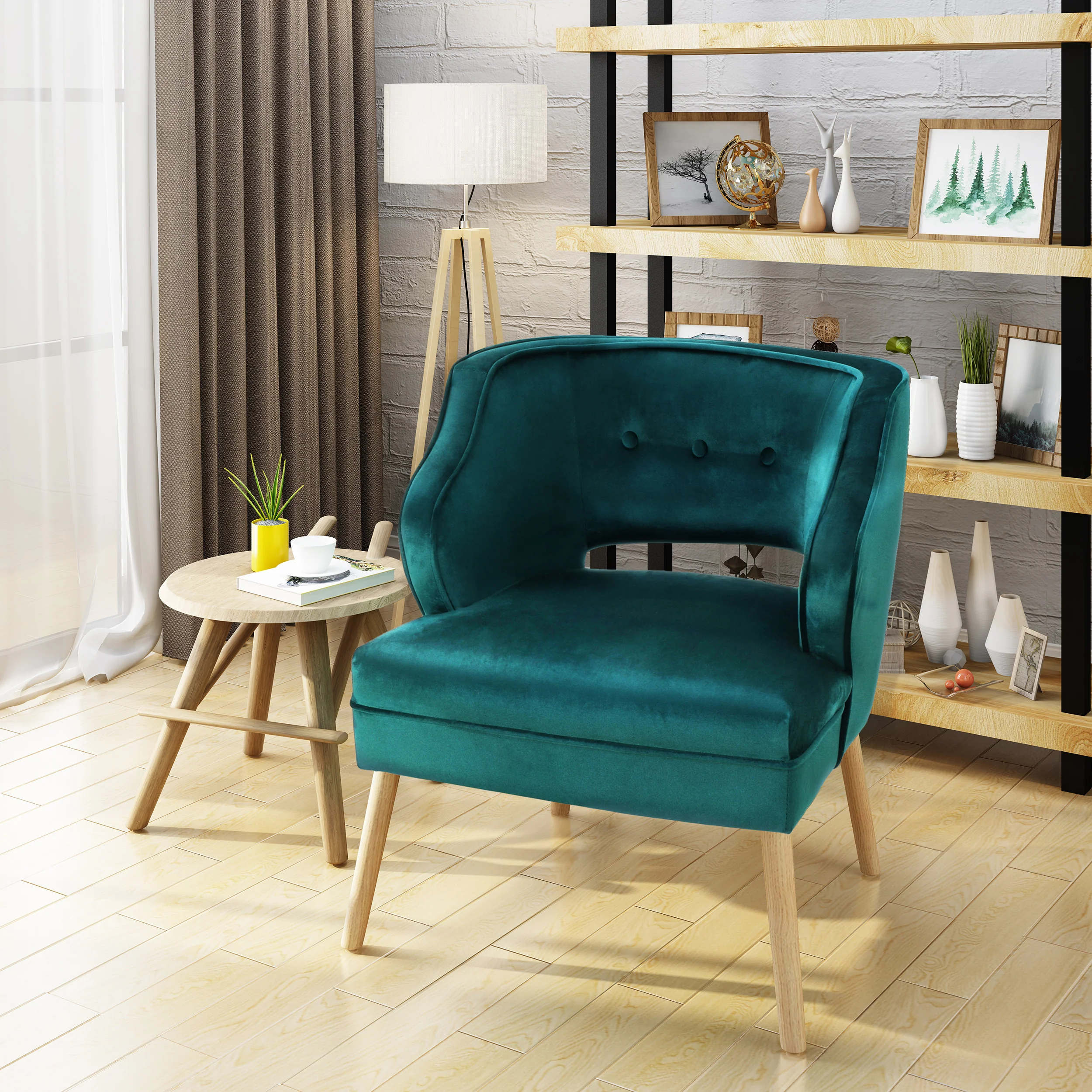 Michaela Mid Century Modern Velvet Accent Chair - furnishings