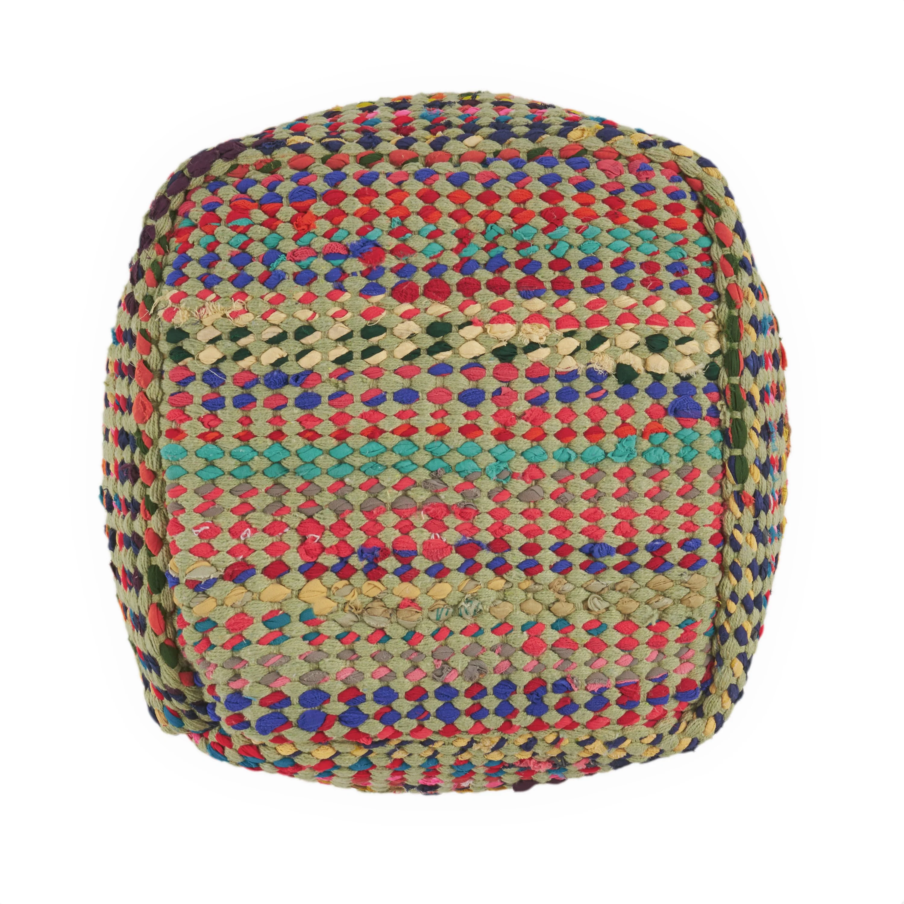 Naholo Handcrafted Boho Fabric Pouf - furnishings