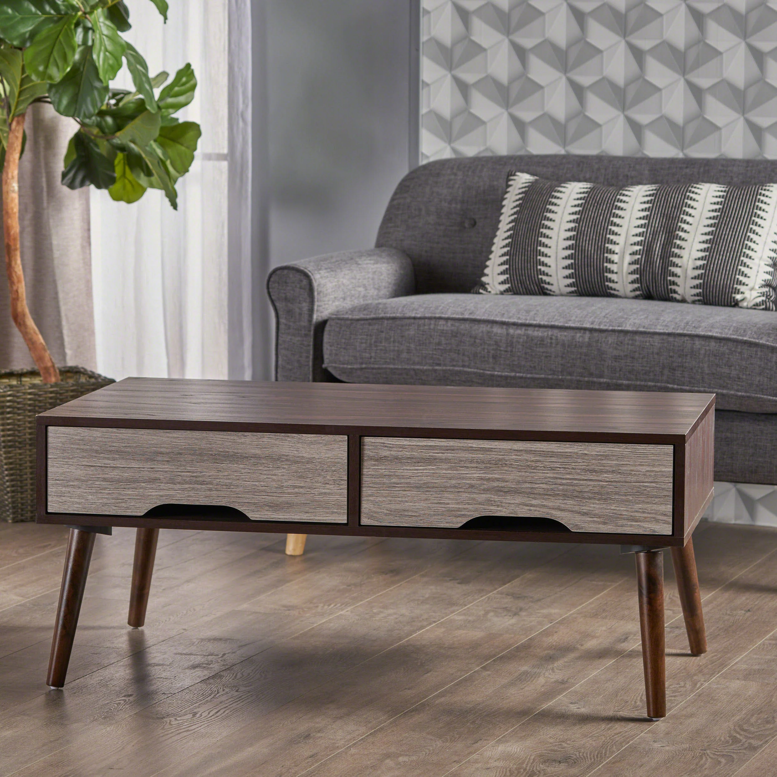 Naomi Mid Century Modern Finished Fiberboard Coffee Table - furnishings