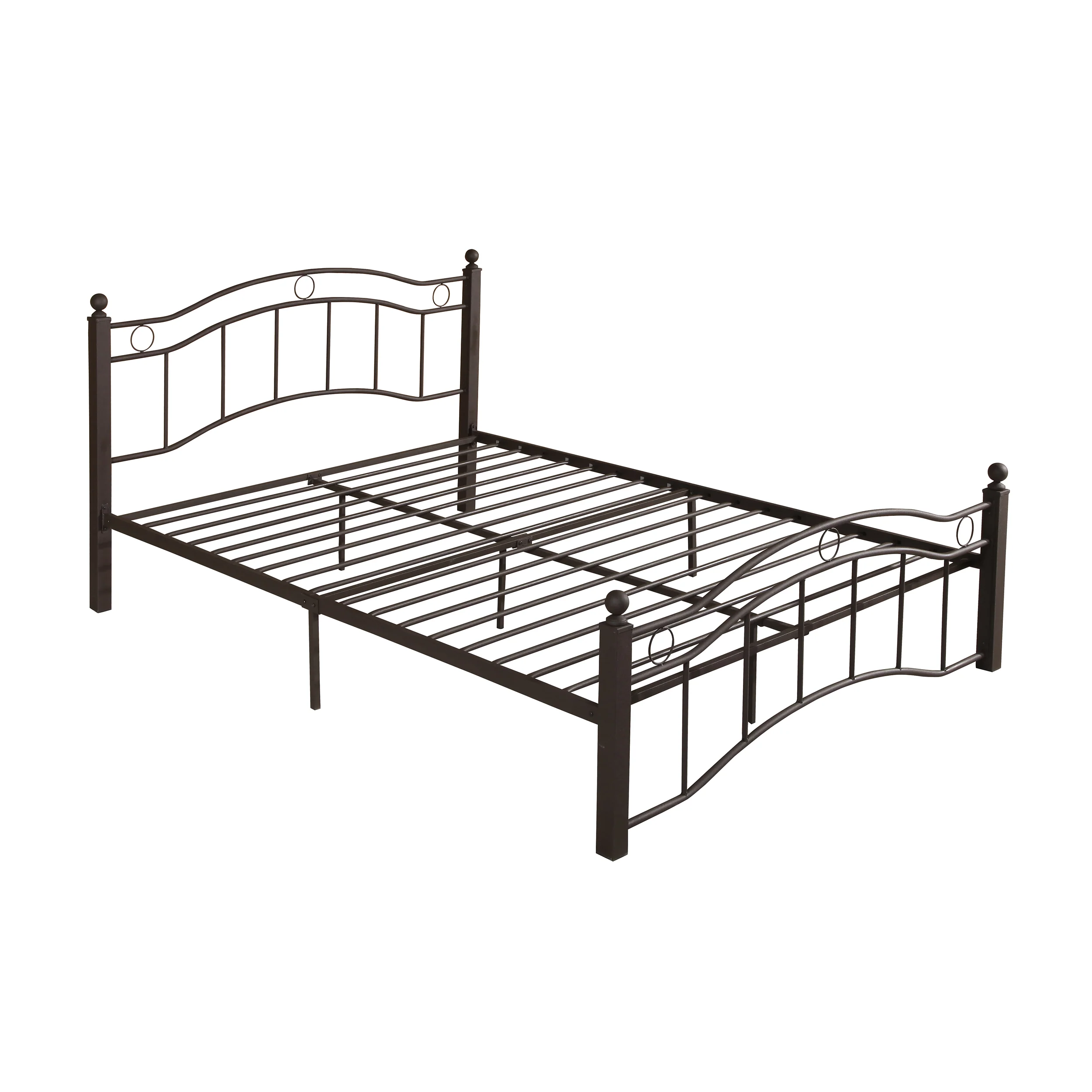Cole Contemporary Iron Queen Bed Frame with Finial-Topped Legs - furnishings