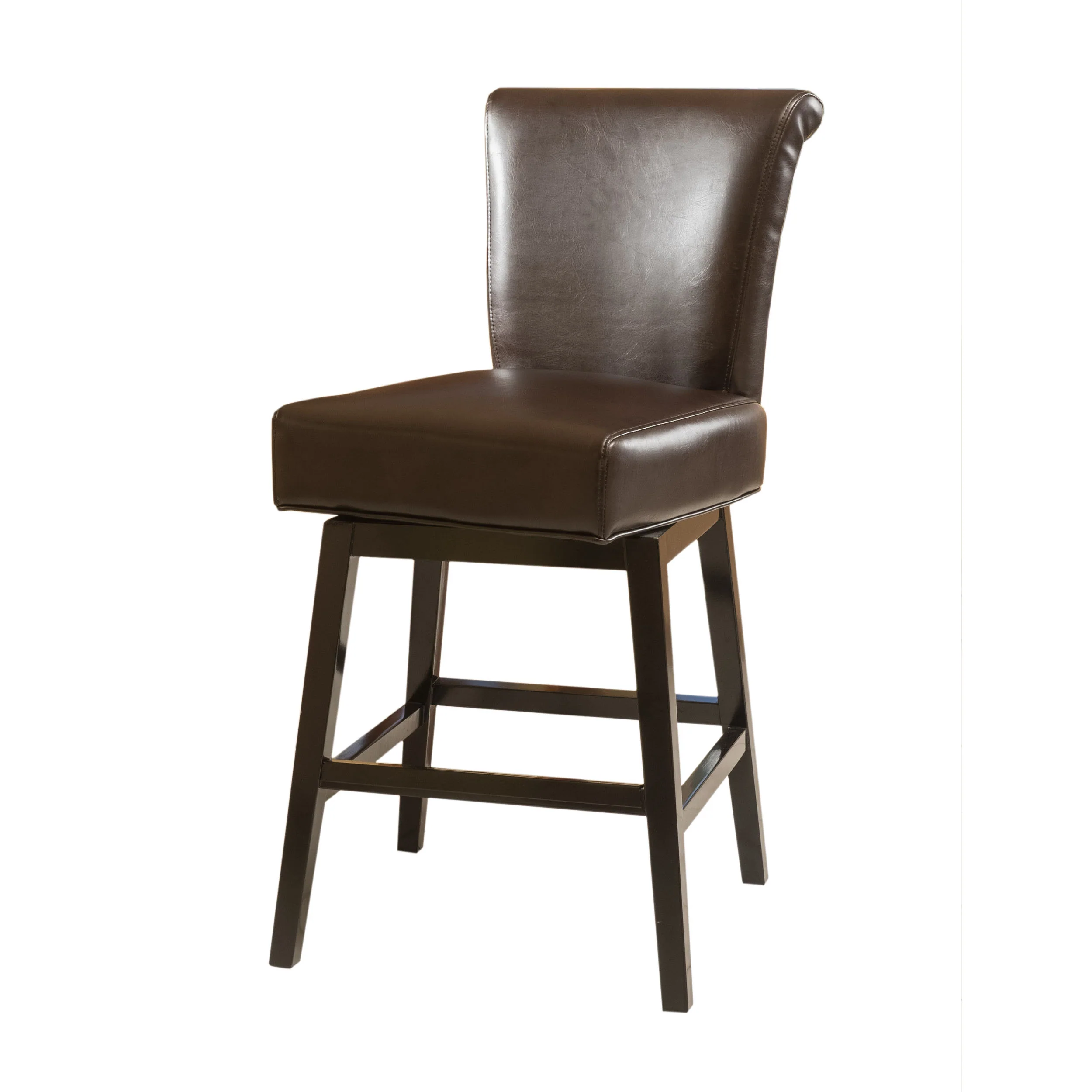 Bergen Dark Brown Leather Swivel Counter Stool - furnishings