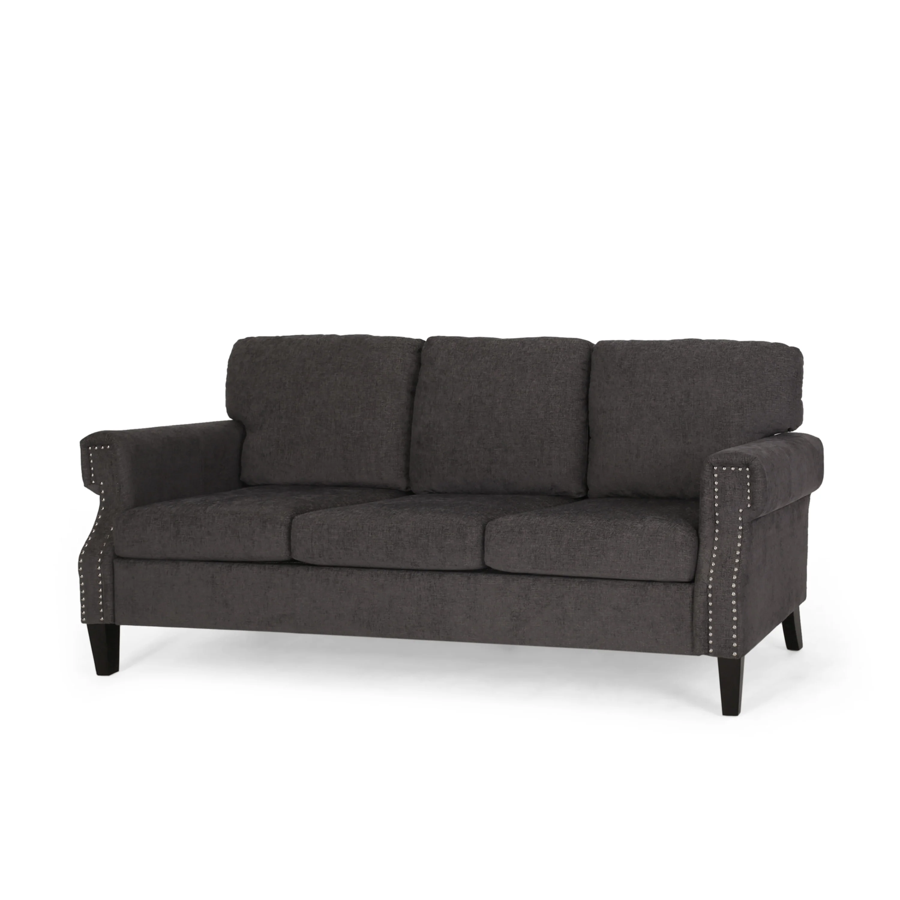 Dobles Contemporary Fabric 3 Seater Sofa with Nailhead Trim - furnishings