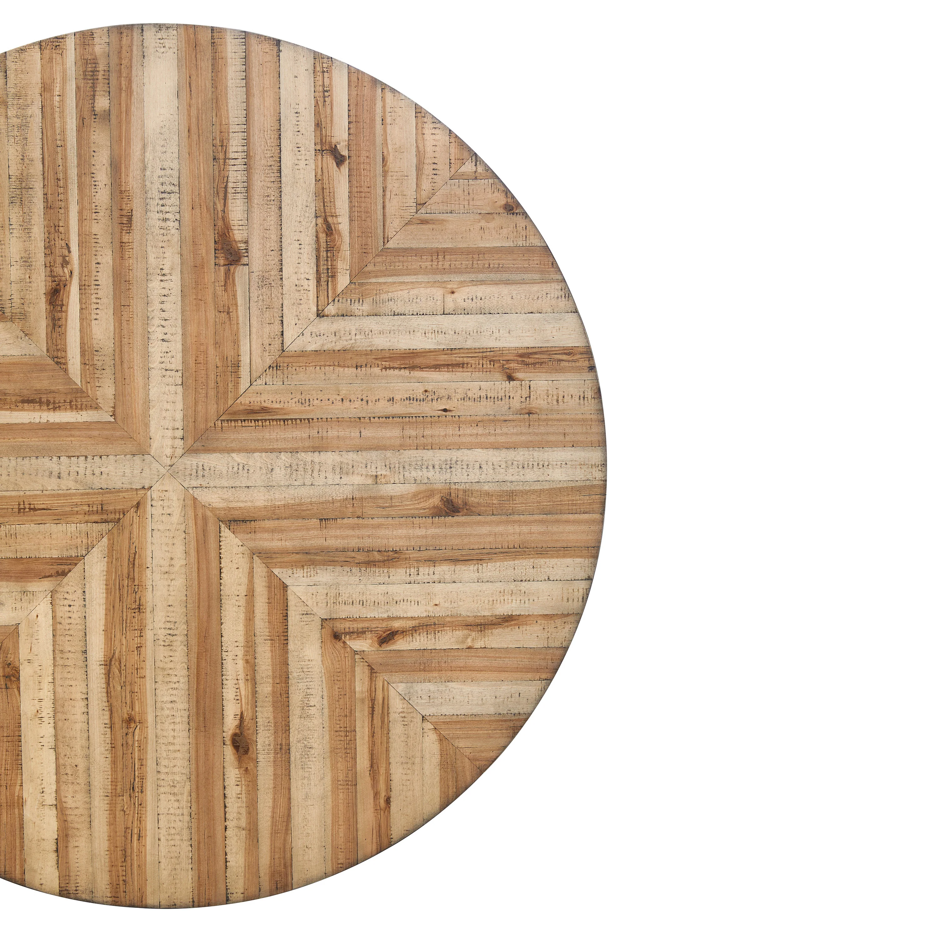 Zestia Modern Round Wood Dining Table, Light Birch + Black - furnishings