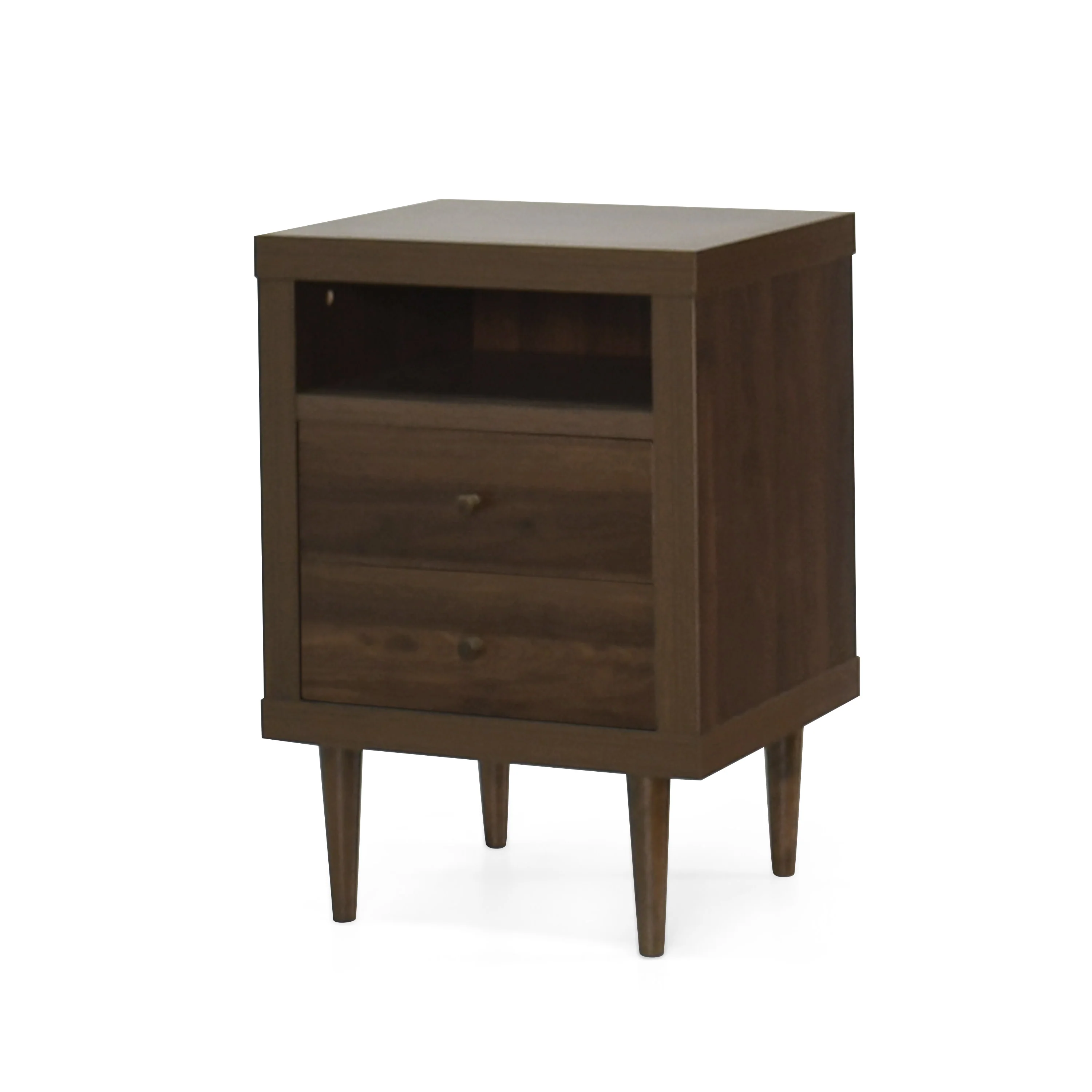 Farhart Mid Century Modern Faux Wood 2 Drawer Nightstand - furnishings