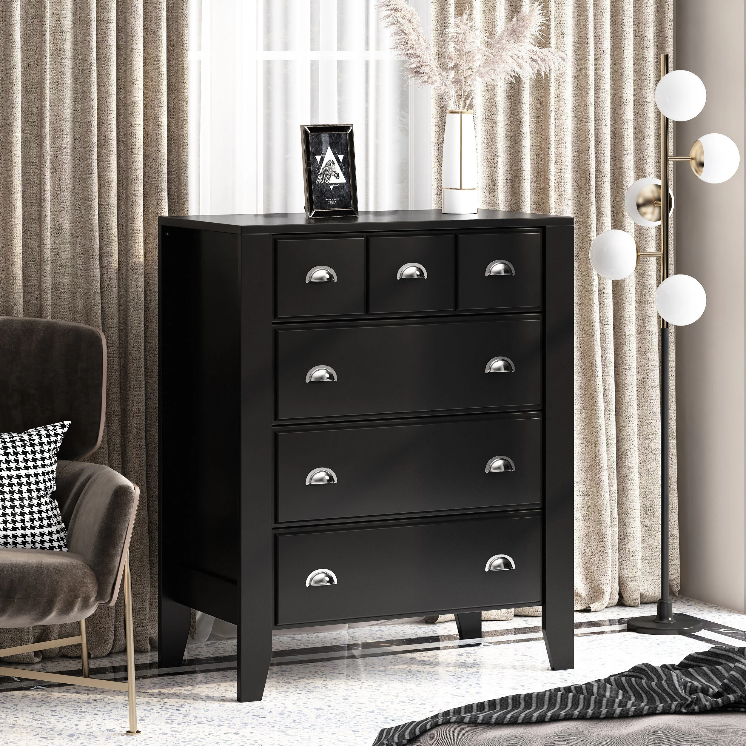 Cleary Contemporary Faux Wood 4 Drawer Dresser - furnishings