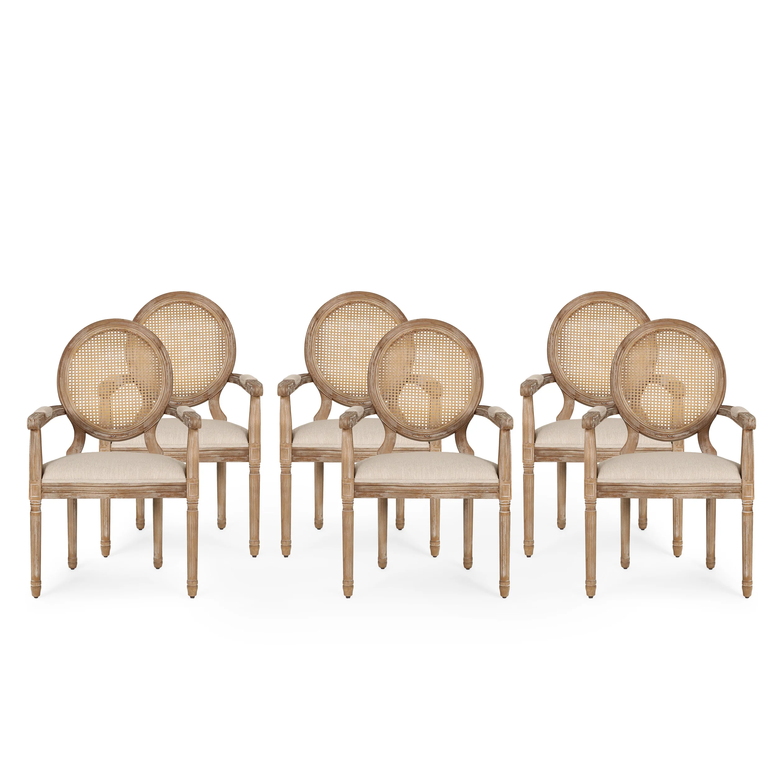 Aisenbrey French Country Wood and Cane Upholstered Dining Chair - furnishings