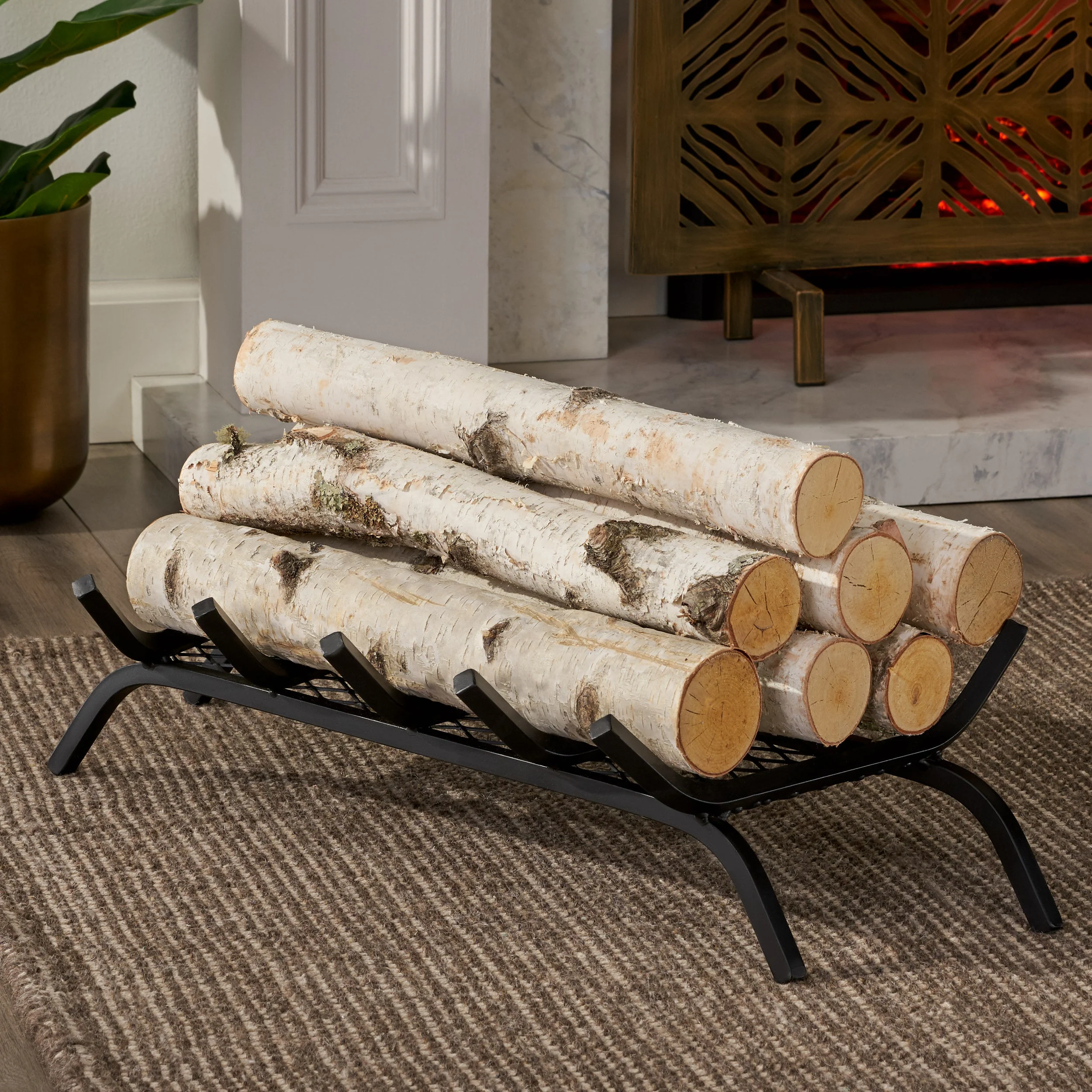 Daire Iron Fireplace Log Holder - furnishings