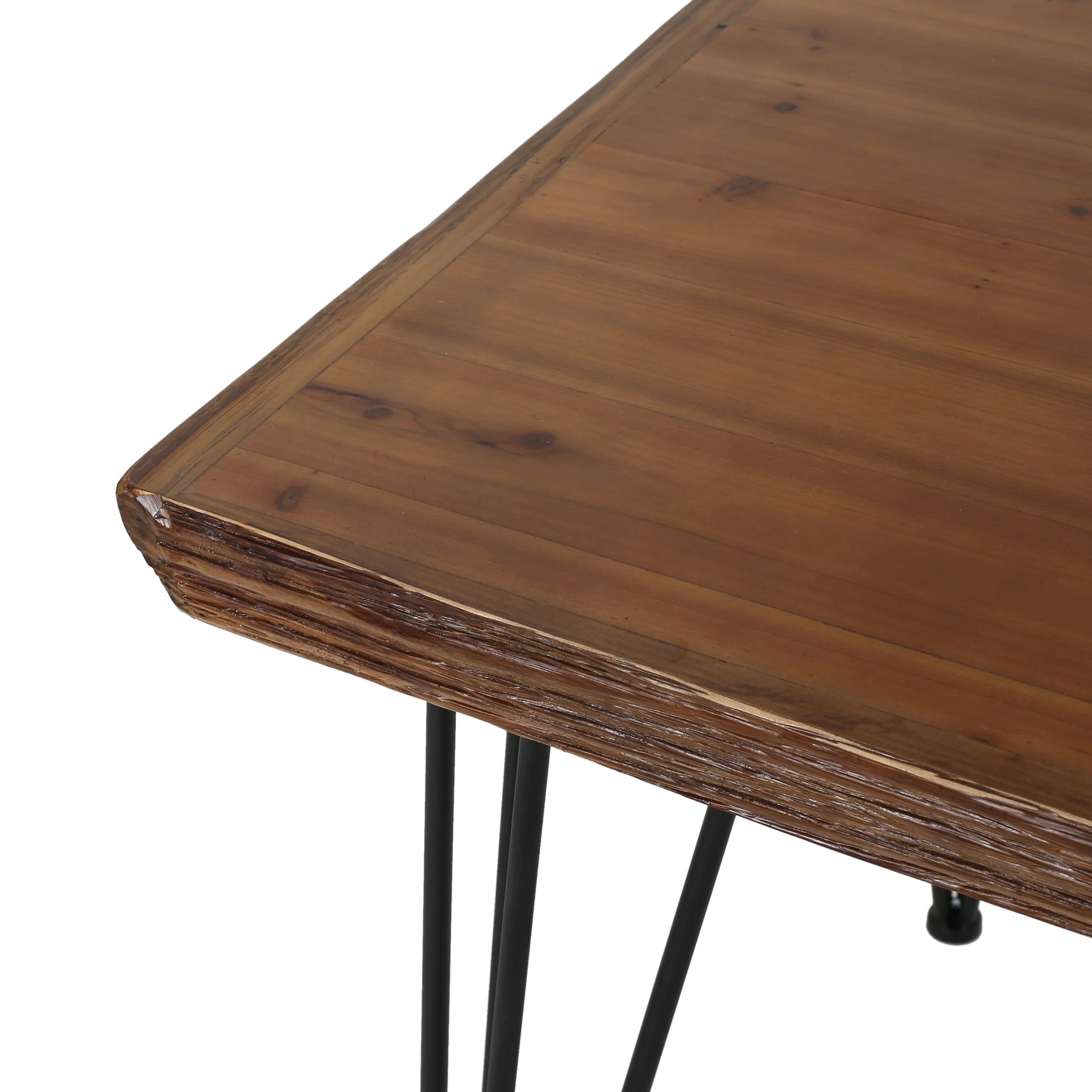 Kaia Modern Industrial Faux Live Edge Square Dining Table, Natural and Black - furnishings