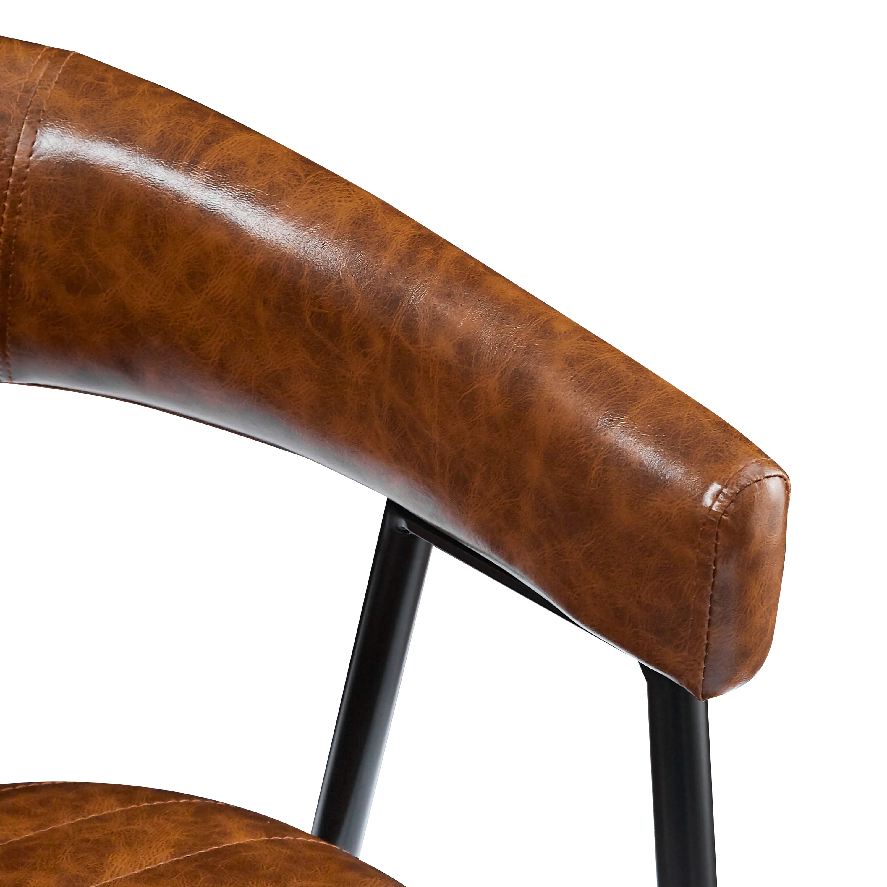 Ashbia Modern Upholstered PU Leather Counter Stools with Iron Frame, Set of 2 - furnishings