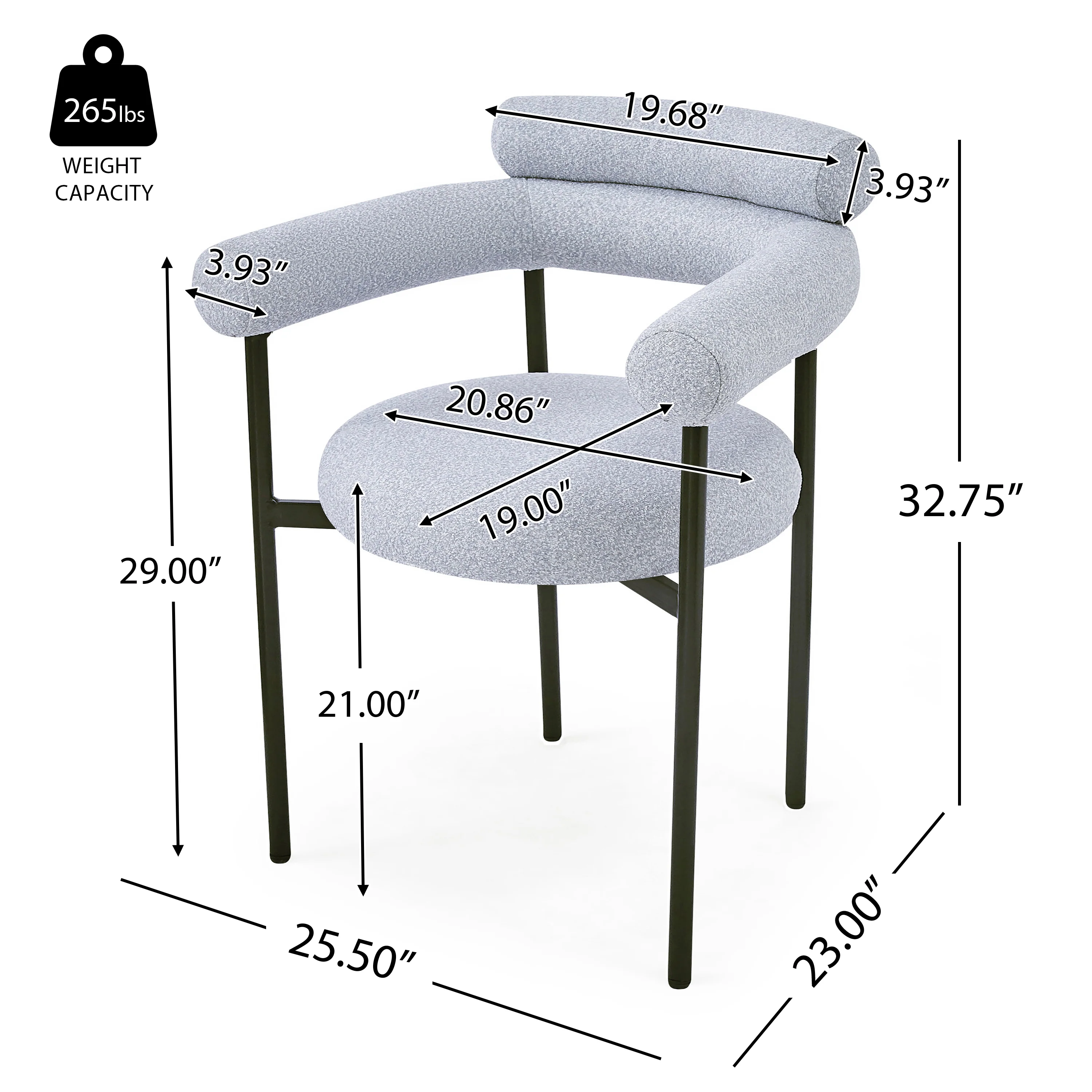 Jornic Modern Arm Upholstered Dining Chair - furnishings