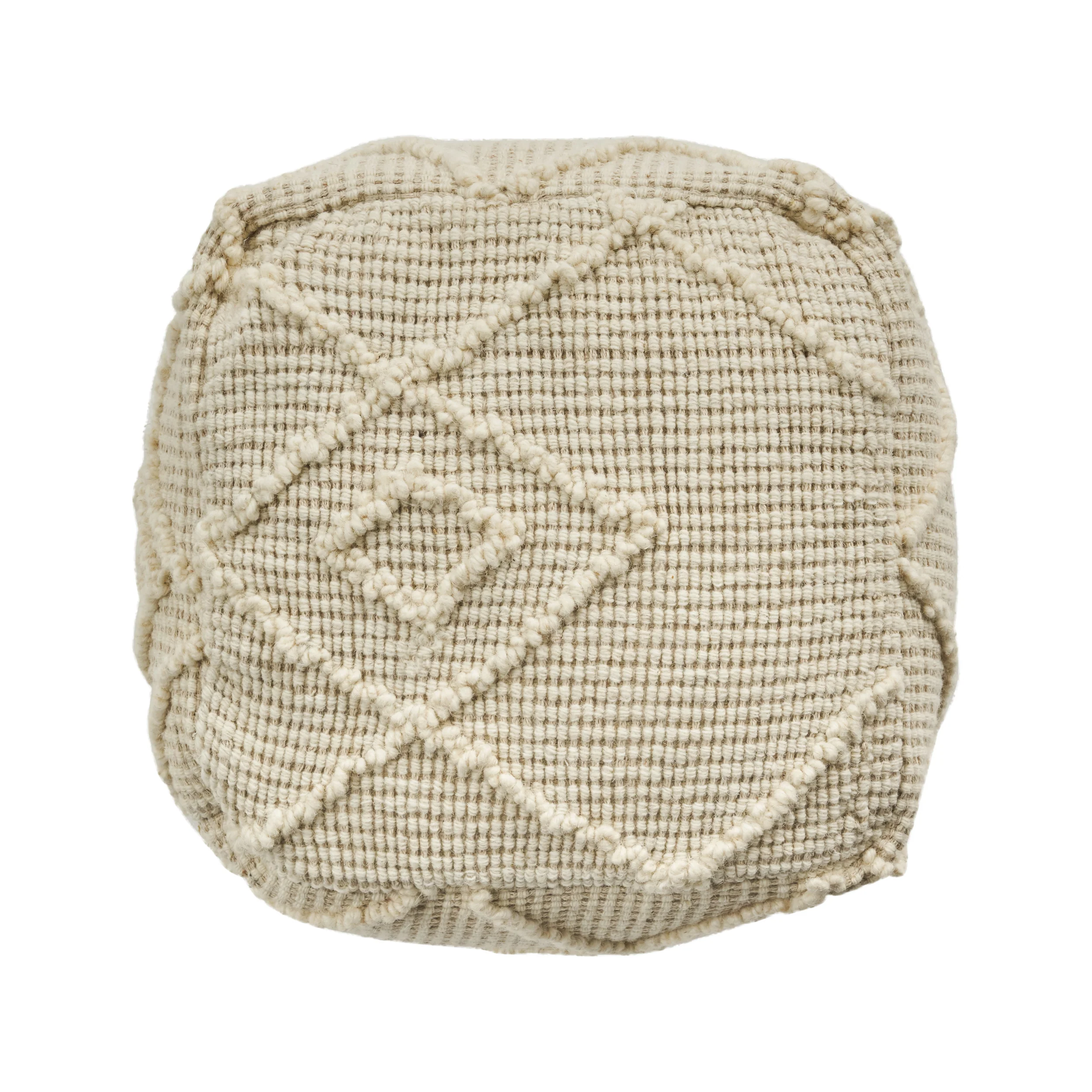 Cristina Boho Wool and Cotton Ottoman Pouf - furnishings