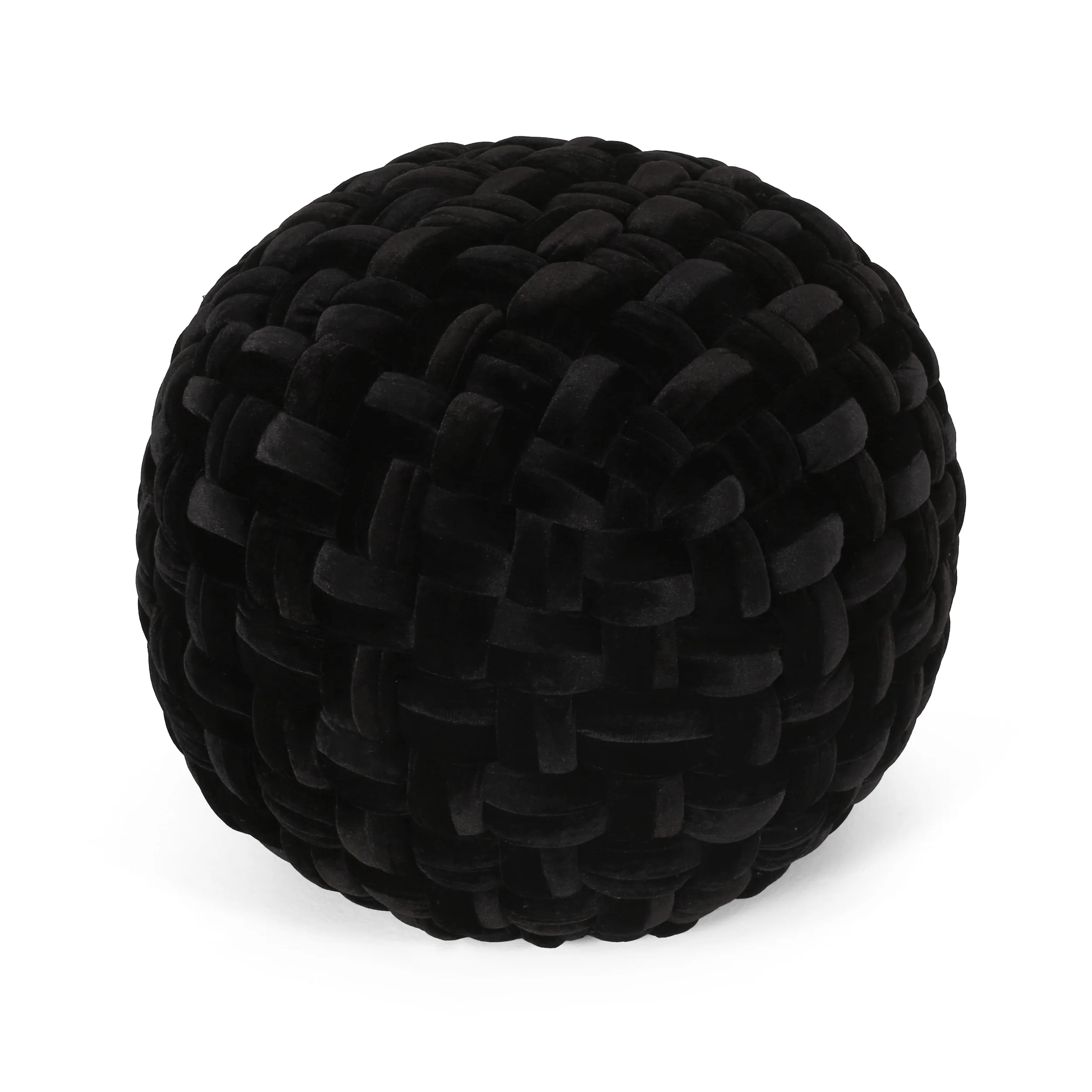 Colerain Modern Glam Handcrafted Cable Weave Velvet Round Pouf - furnishings