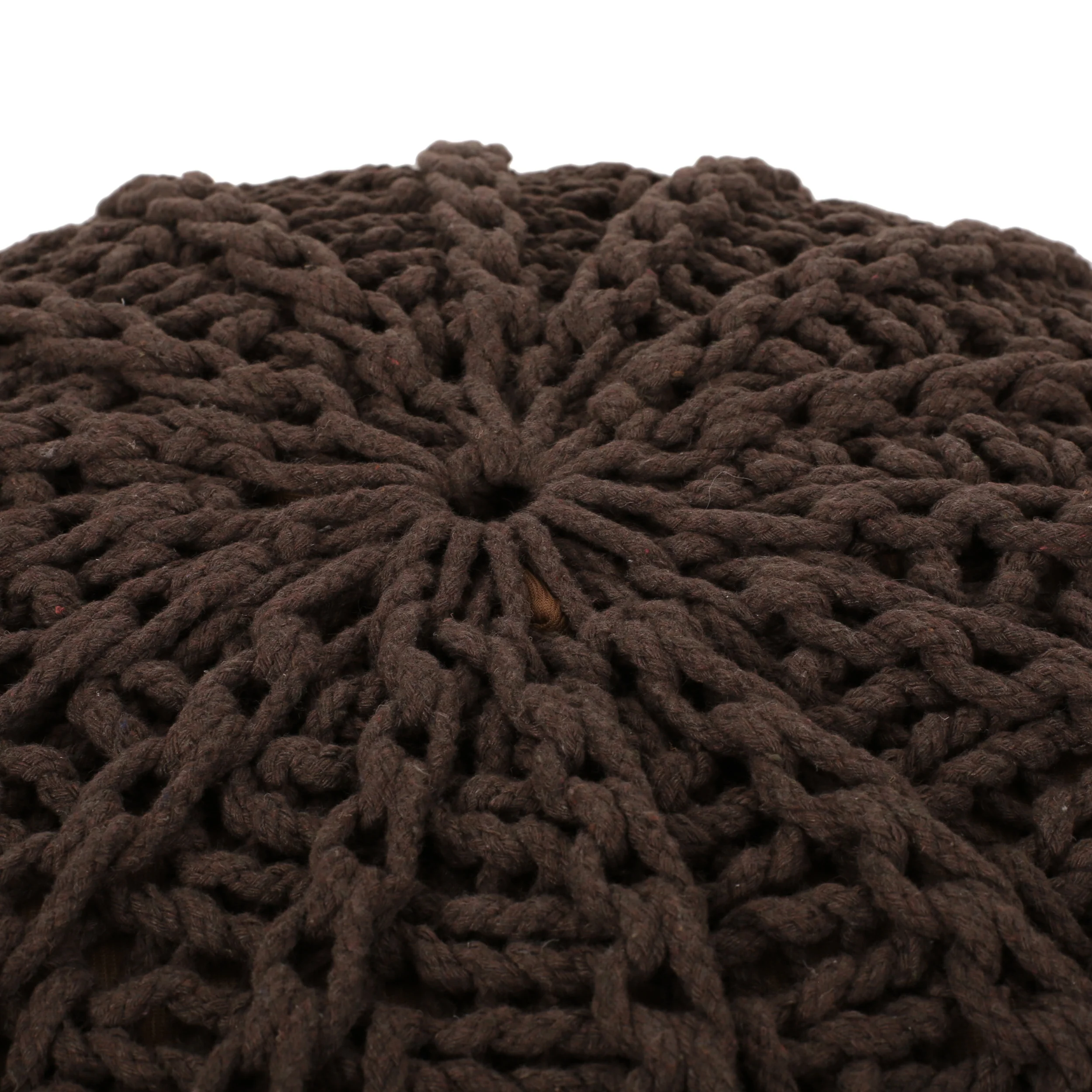 Agatha Modern Knitted Cotton Round Pouf - furnishings