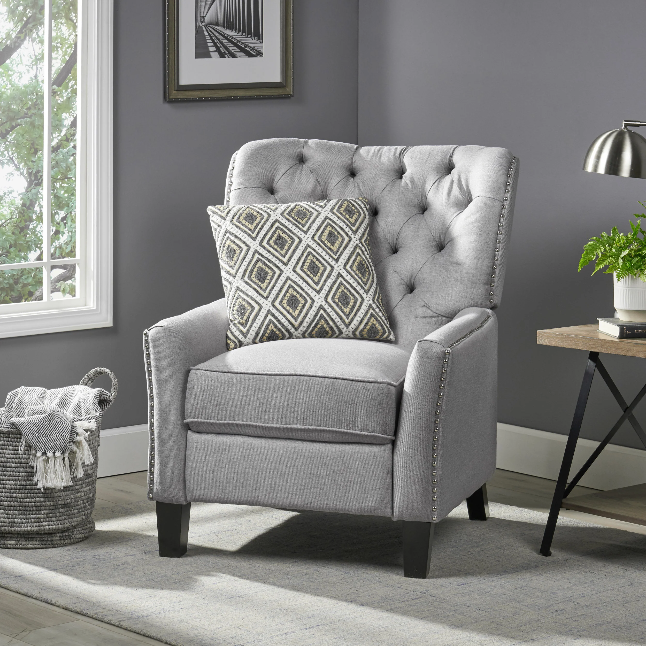 Carlyle Tufted Back Fabric Recliner Armchair - furnishings
