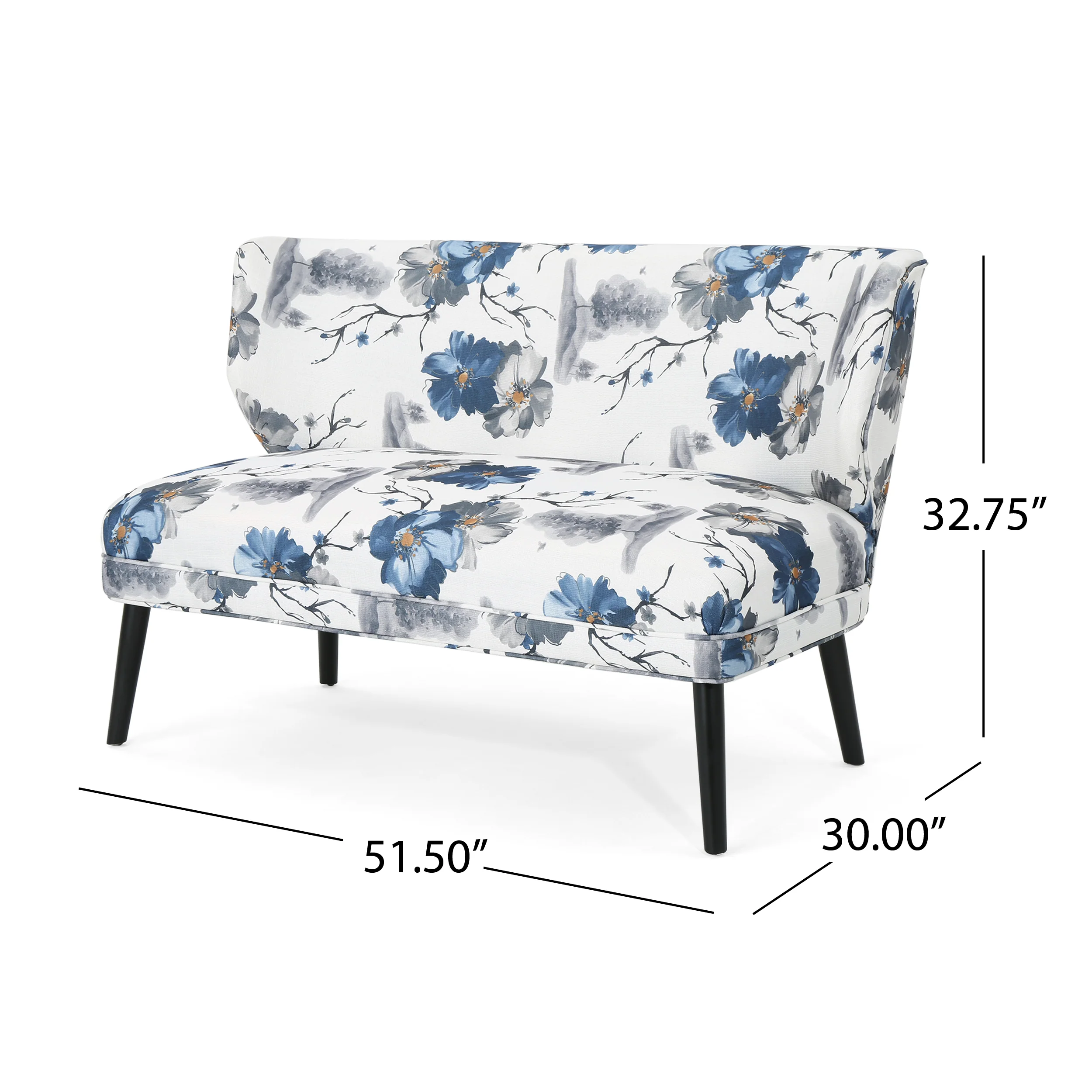 Dumont Modern Mid Century Modern Fabric Settee - furnishings