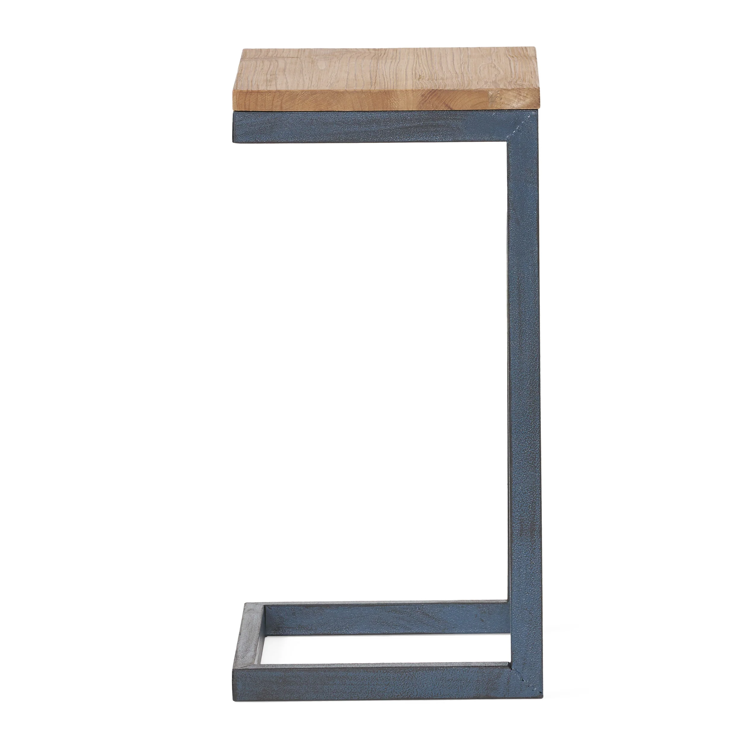 Ramona Modern Industrial Firwood C-Shaped Accent Side Table with Iron Frame - furnishings