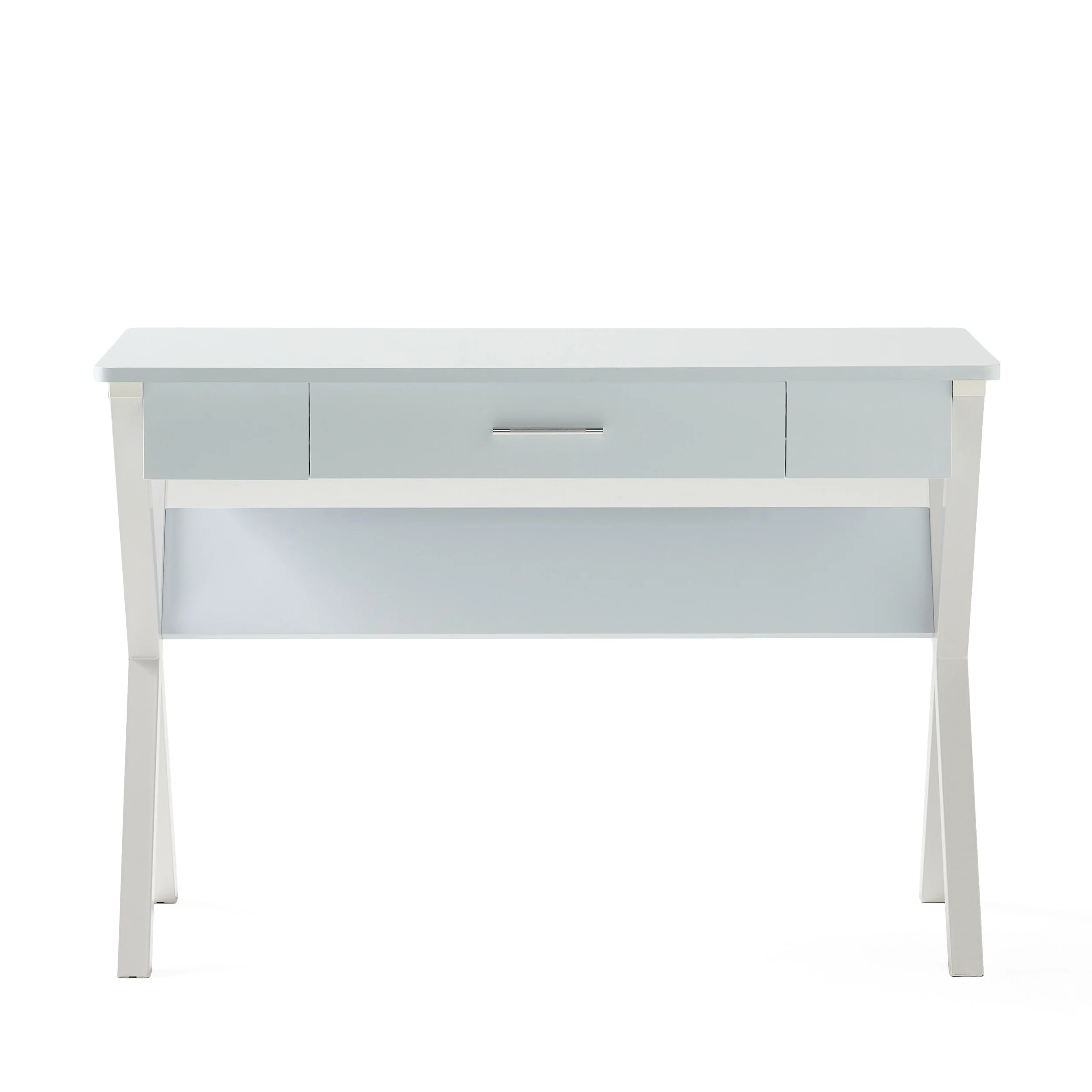 Monte Farmhouse Matte White Faux Wood Office Desk with Drawer - furnishings
