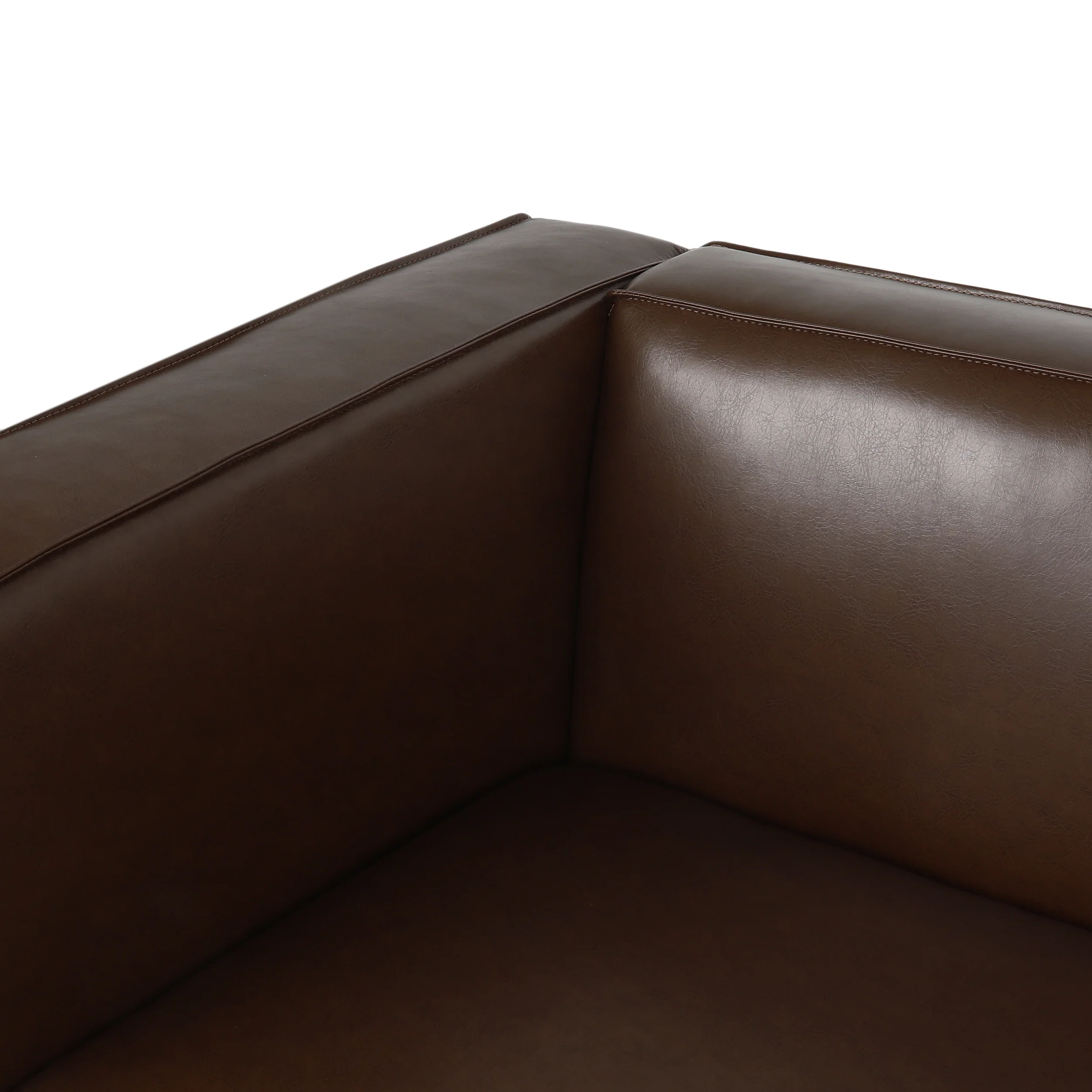 Minkler Contemporary Faux Leather 3 Seater Sofa with Chaise Lounge - furnishings