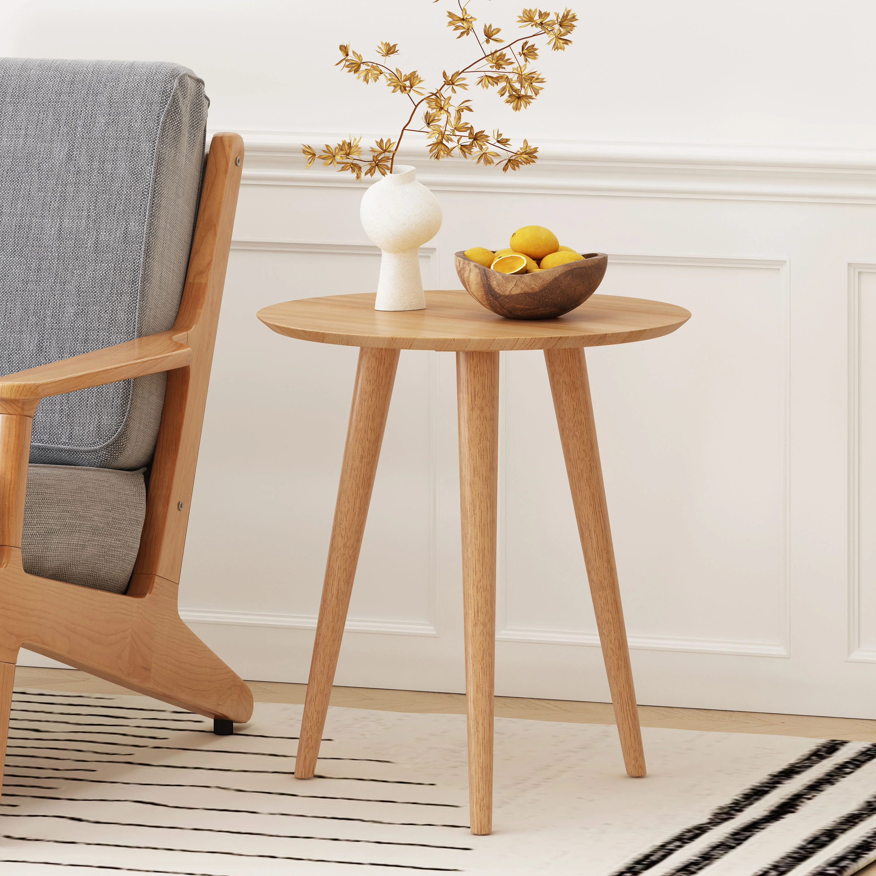 Evangeline Finished Wood End Table w/ Faux Wood Overlay - furnishings